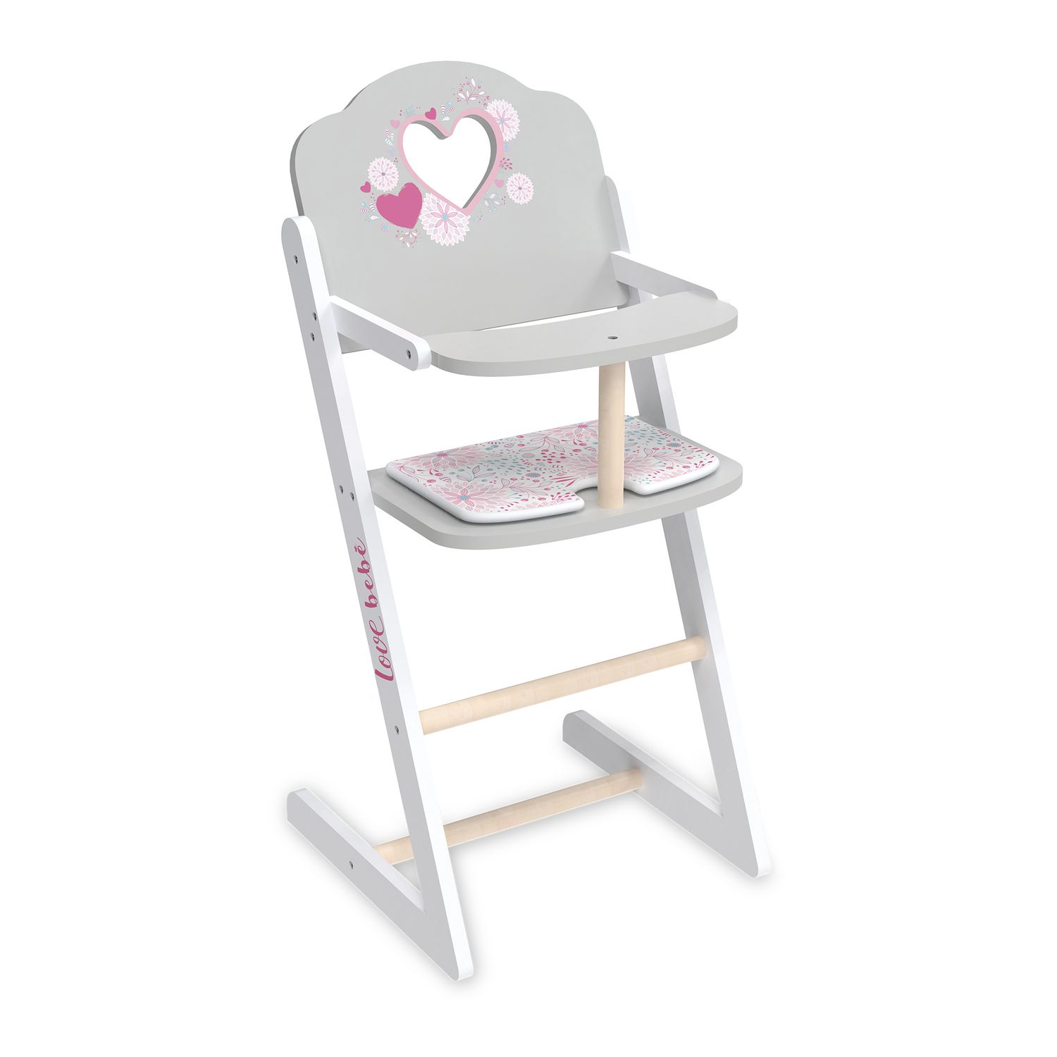 Seggiolone in legno per bambole - design romantico e sostenibile con certificazione fsc - love bebé - LOVE BEBÈ