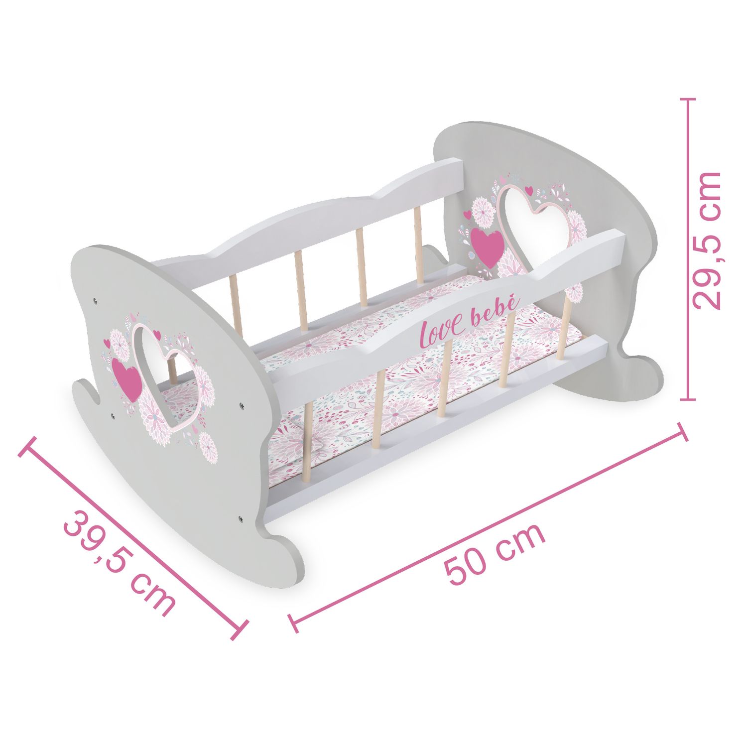 Lettino per bambole con base basculante e copertina coordinata - love bebé - LOVE BEBÈ