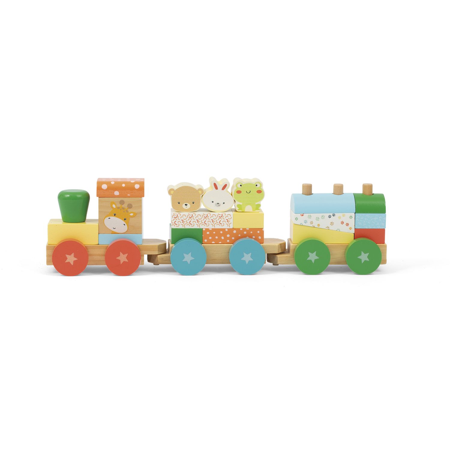 Trenino wood'n play: giocattolo eco-friendly con personaggi colorati e blocchi da costruzione - WOOD 'N' PLAY