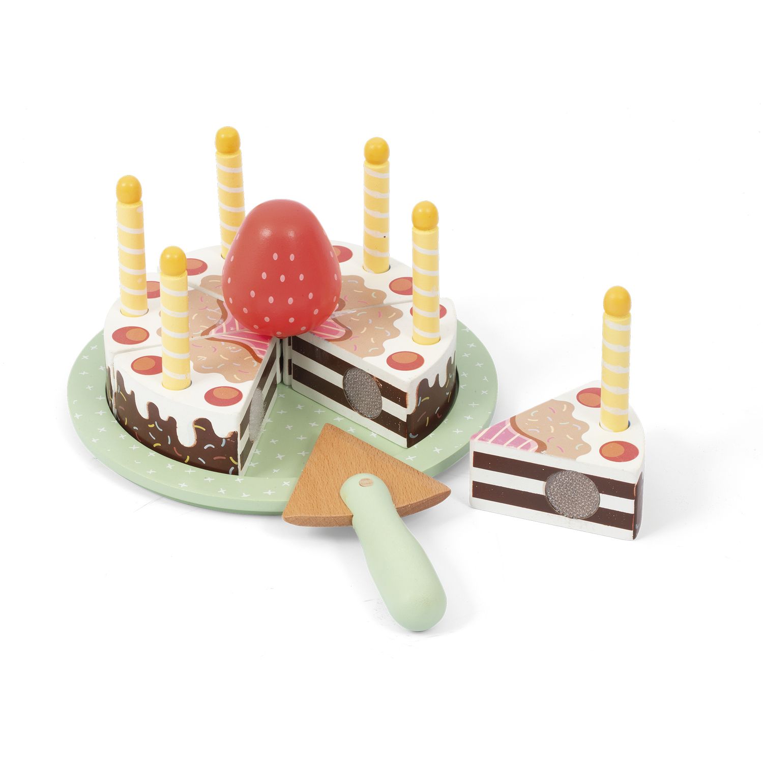 Torta di compleanno in legno wood’n play - eco-friendly con candeline e accessori - WOOD 'N' PLAY