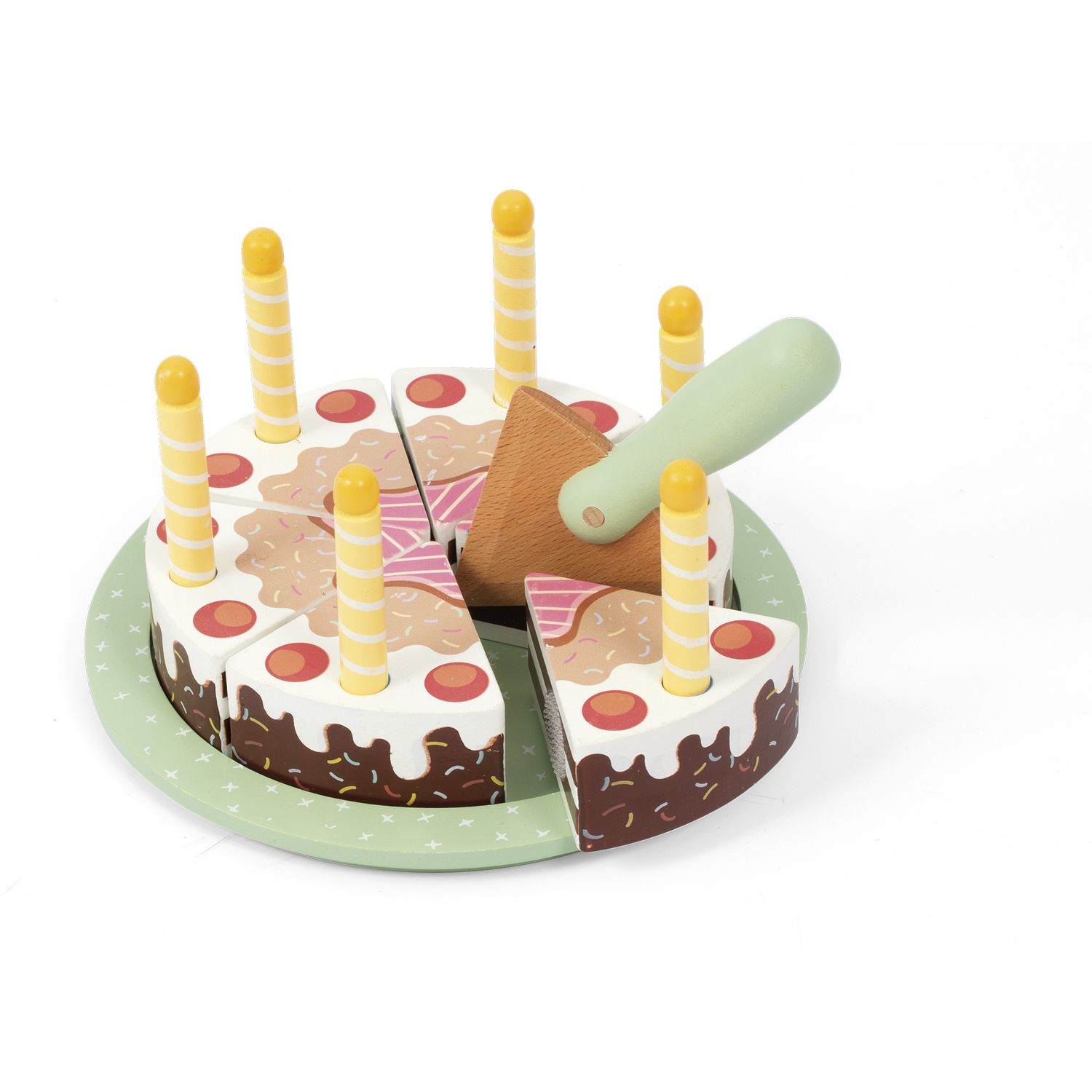Torta di compleanno in legno wood’n play - eco-friendly con candeline e accessori - WOOD 'N' PLAY