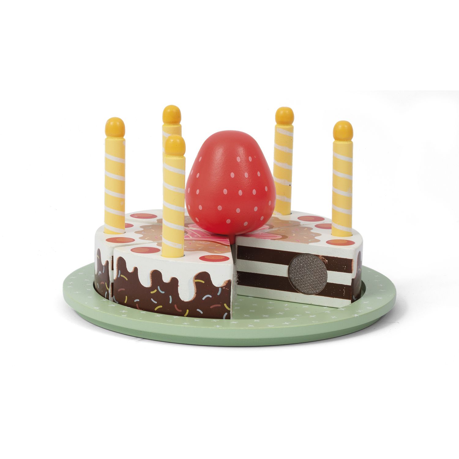 Torta di compleanno in legno wood’n play - eco-friendly con candeline e accessori - WOOD 'N' PLAY