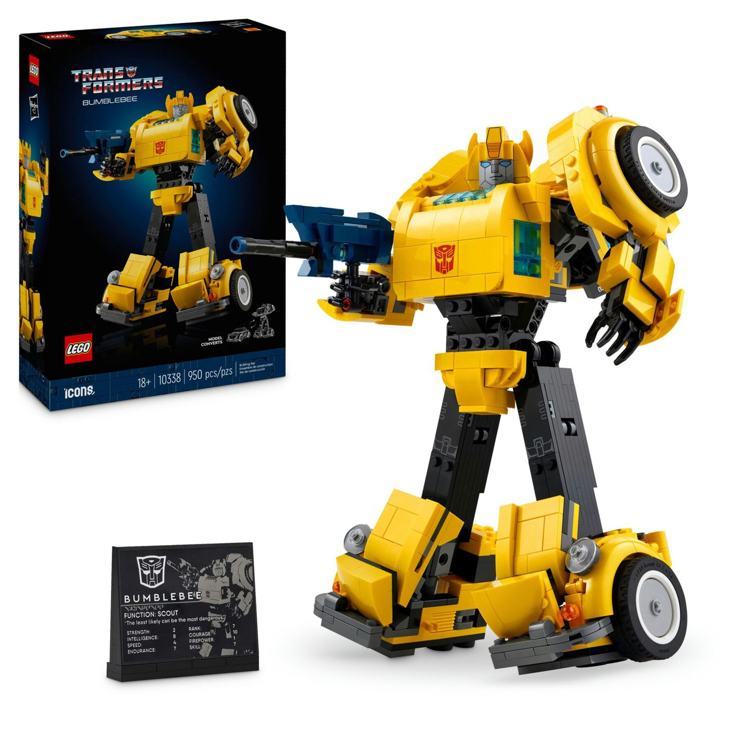 Lego icons 10338 transformers bumblebee action figure da collezione per adulti convertibile in veicolo, regalo per lui o lei - Lego, LEGO ICONS