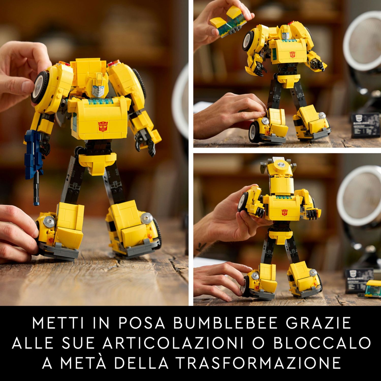 Lego icons 10338 transformers bumblebee action figure da collezione per adulti convertibile in veicolo, regalo per lui o lei - Lego, LEGO ICONS