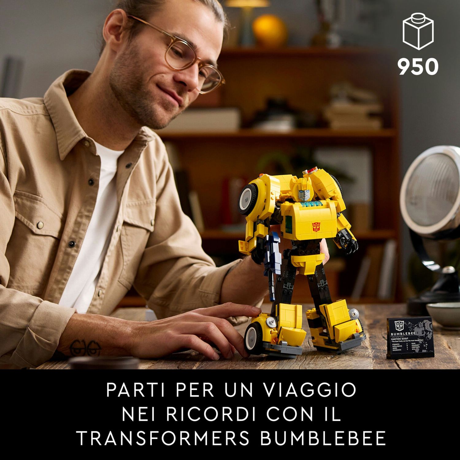 Lego icons 10338 transformers bumblebee action figure da collezione per adulti convertibile in veicolo, regalo per lui o lei - Lego, LEGO ICONS