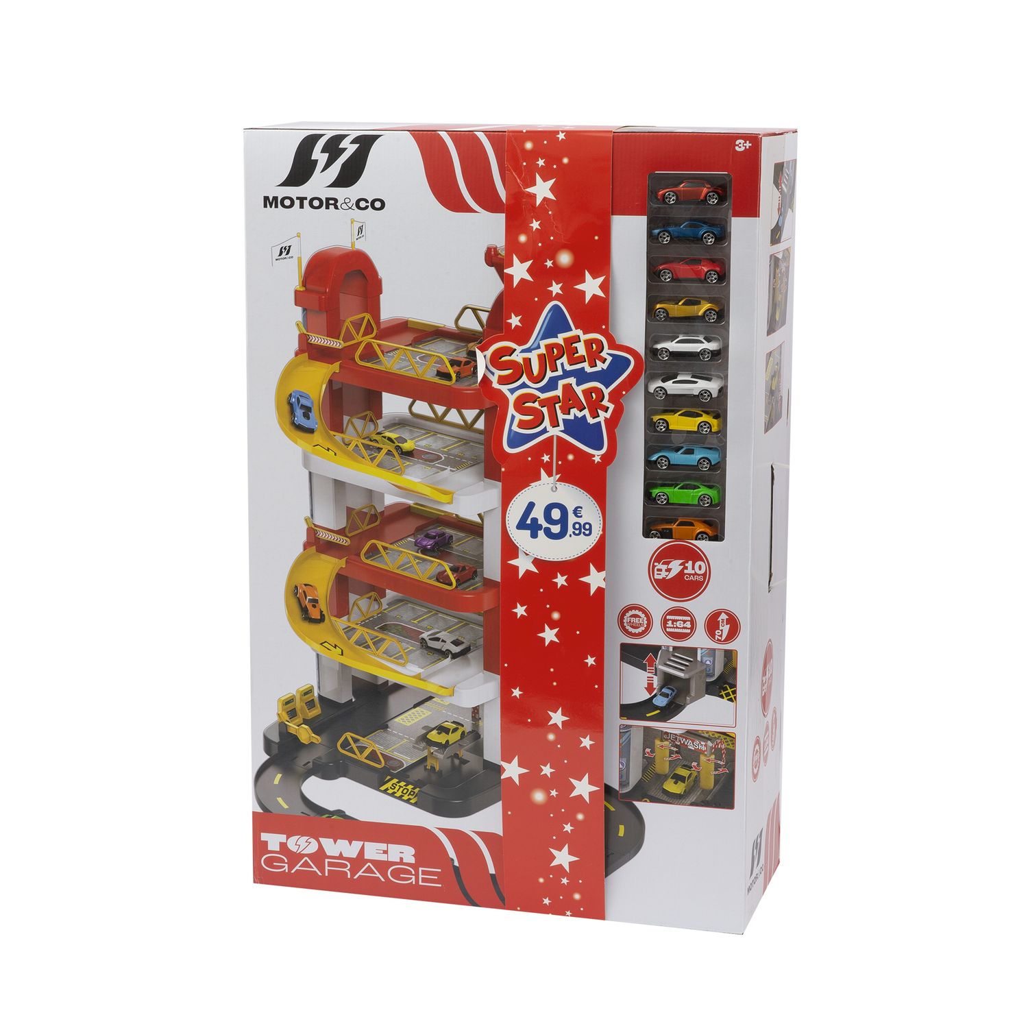 Garage motor e co a 5 piani con rampe e ascensore - 10 macchinine incluse - MOTOR & CO., SUPERSTAR