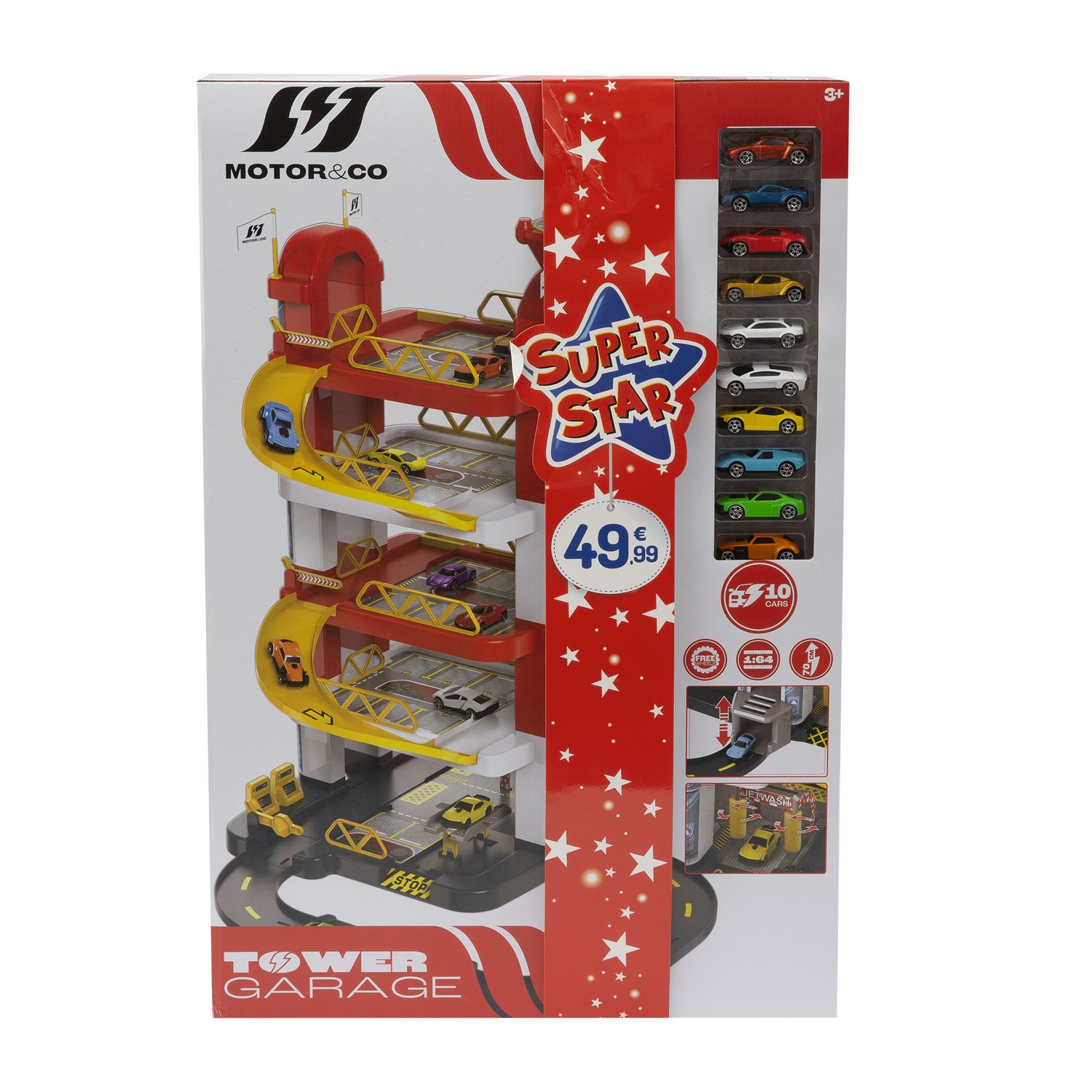 Garage motor e co a 5 piani con rampe e ascensore - 10 macchinine incluse - MOTOR & CO., SUPERSTAR