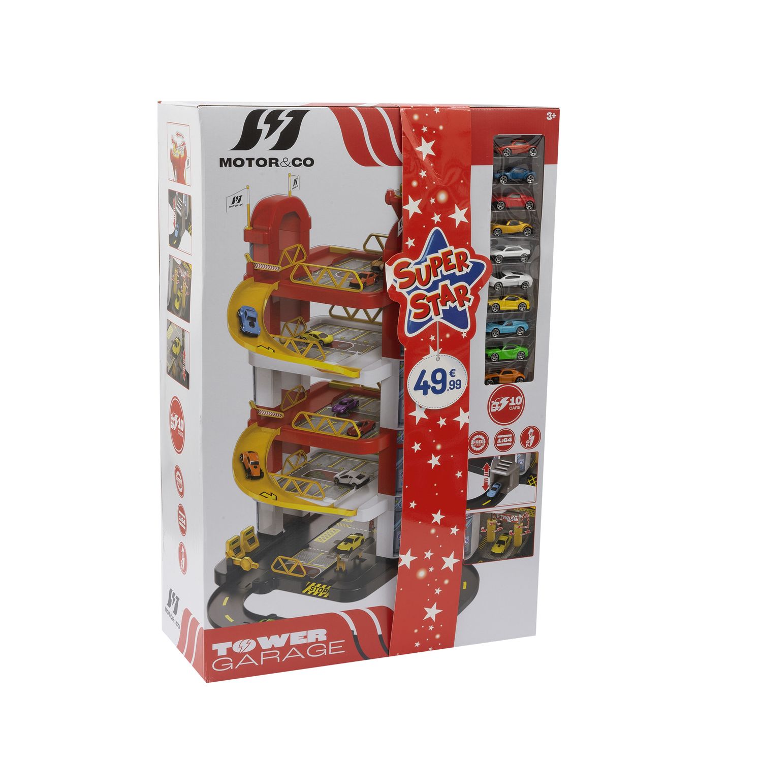 Garage motor e co a 5 piani con rampe e ascensore - 10 macchinine incluse - MOTOR & CO., SUPERSTAR