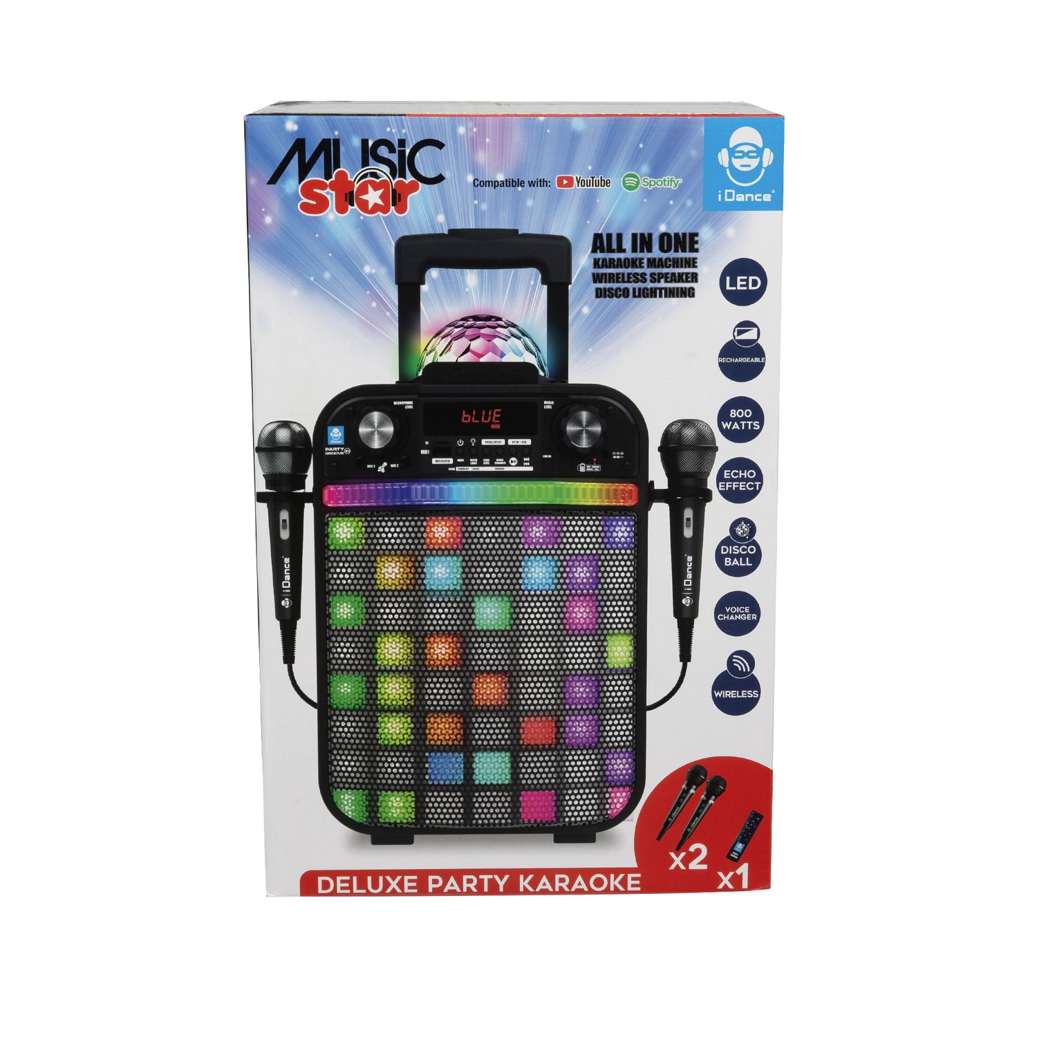 Deluxe party speaker: cassa portatile con led rgb e karaoke - perfetta per ogni festa - music star - MUSIC STAR