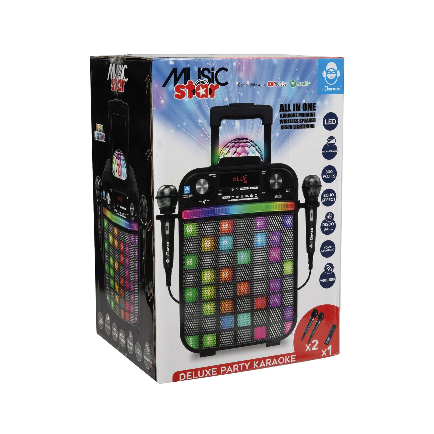 Deluxe party speaker: cassa portatile con led rgb e karaoke - perfetta per ogni festa - music star - MUSIC STAR