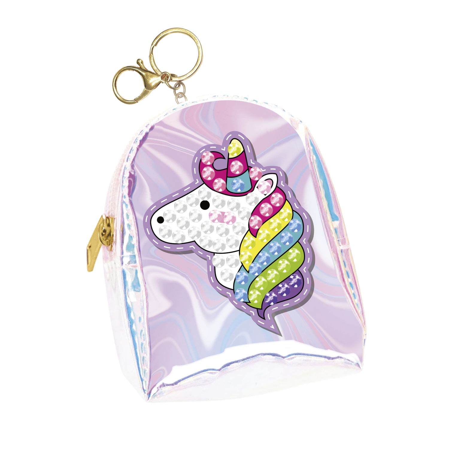 Crystal art portachiavi: set personalizzabile con unicorno e gemme colorate - crea mania - 