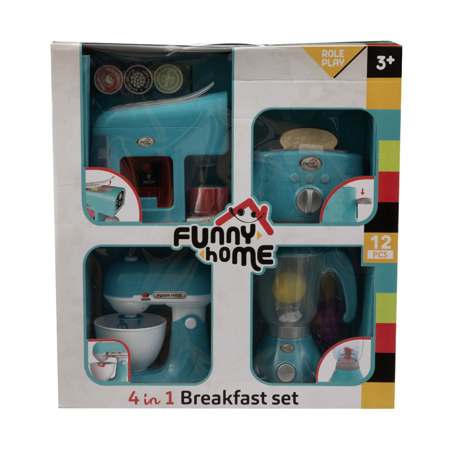 4 in 1 breakfast set per cucina giocattolo - include caffettiera, tostapane, frullatore e planetaria - funny home - FUNNY HOME, SUPERSTAR