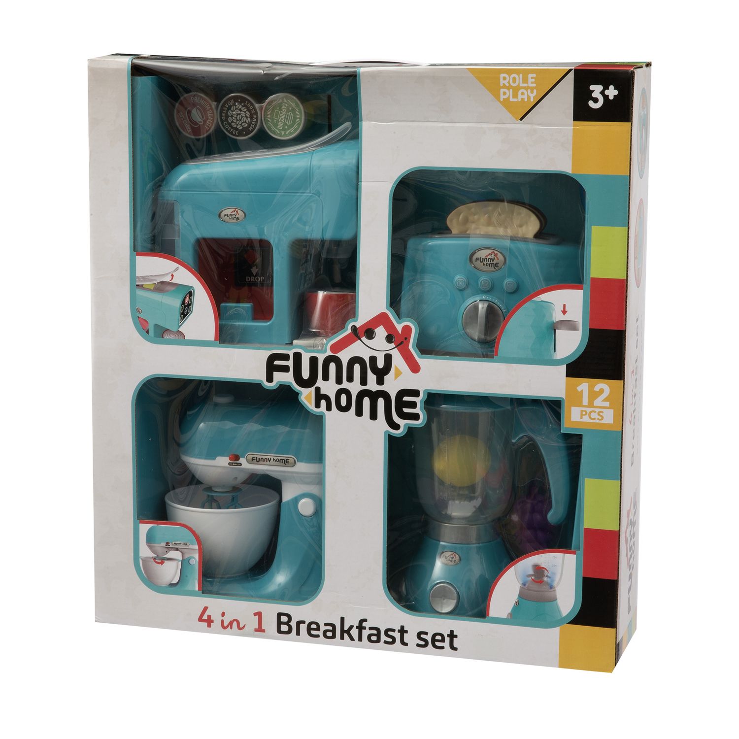 4 in 1 breakfast set per cucina giocattolo - include caffettiera, tostapane, frullatore e planetaria - funny home - FUNNY HOME, SUPERSTAR