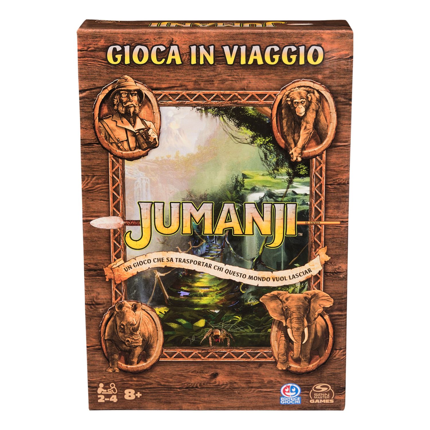 Jumanji gioco da viaggio - avventura epica con messaggi segreti e dadi per sconfiggere il pericolo - 
