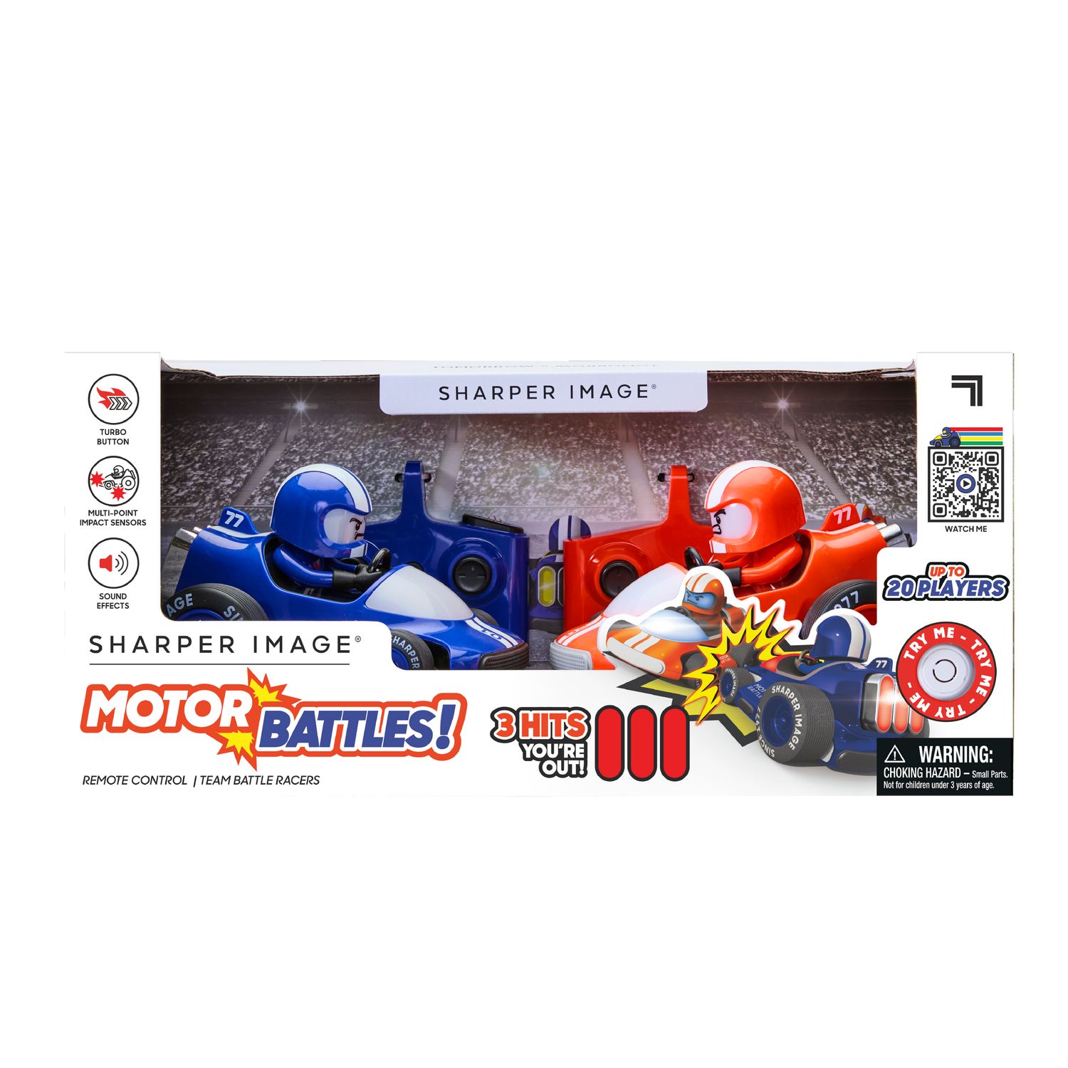 Battaglie rc  team battle racers - auto radiocomandate con luci led, controllo a lungo raggio, e azione multiplayer - Sharper Image