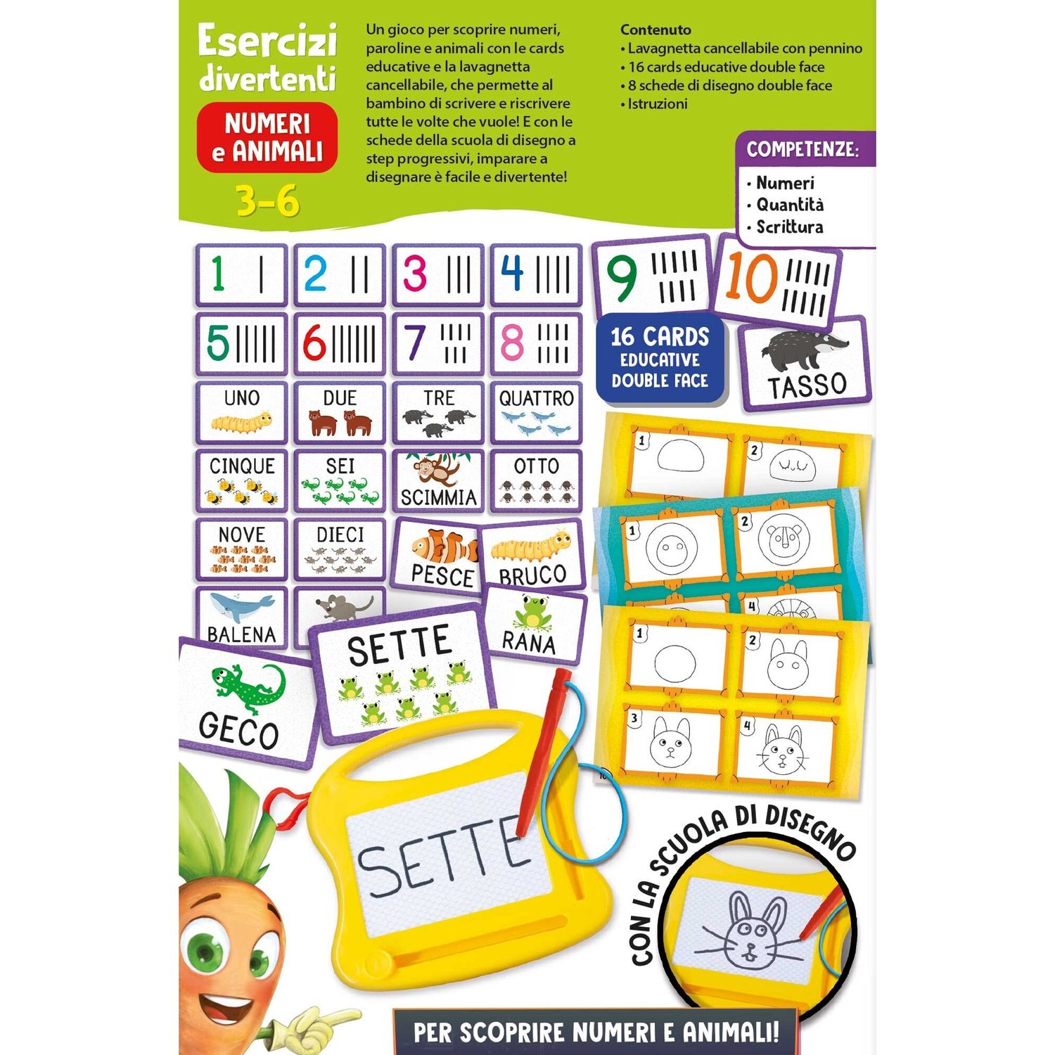 Carotina esercizi divertenti numeri e animali - LISCIANI