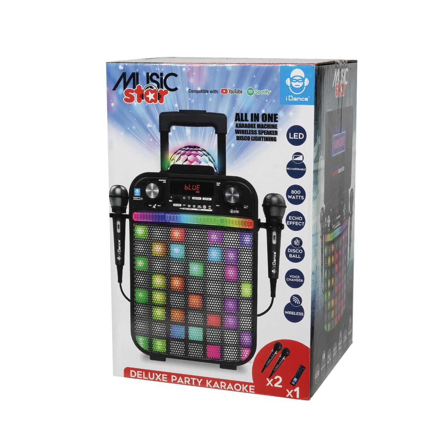 Deluxe party speaker: cassa portatile con led rgb e karaoke - perfetta per ogni festa - music star - MUSIC STAR
