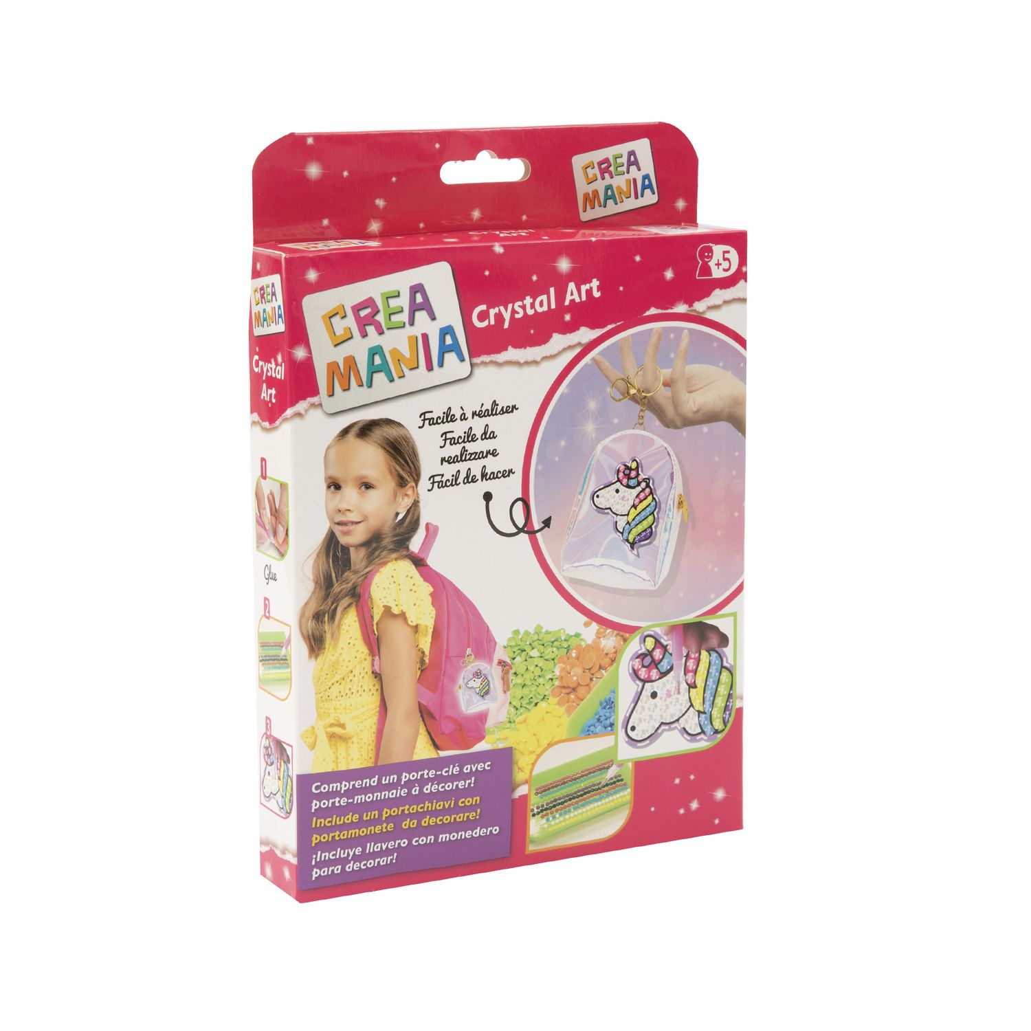 Crystal art portachiavi: set personalizzabile con unicorno e gemme colorate - crea mania - 