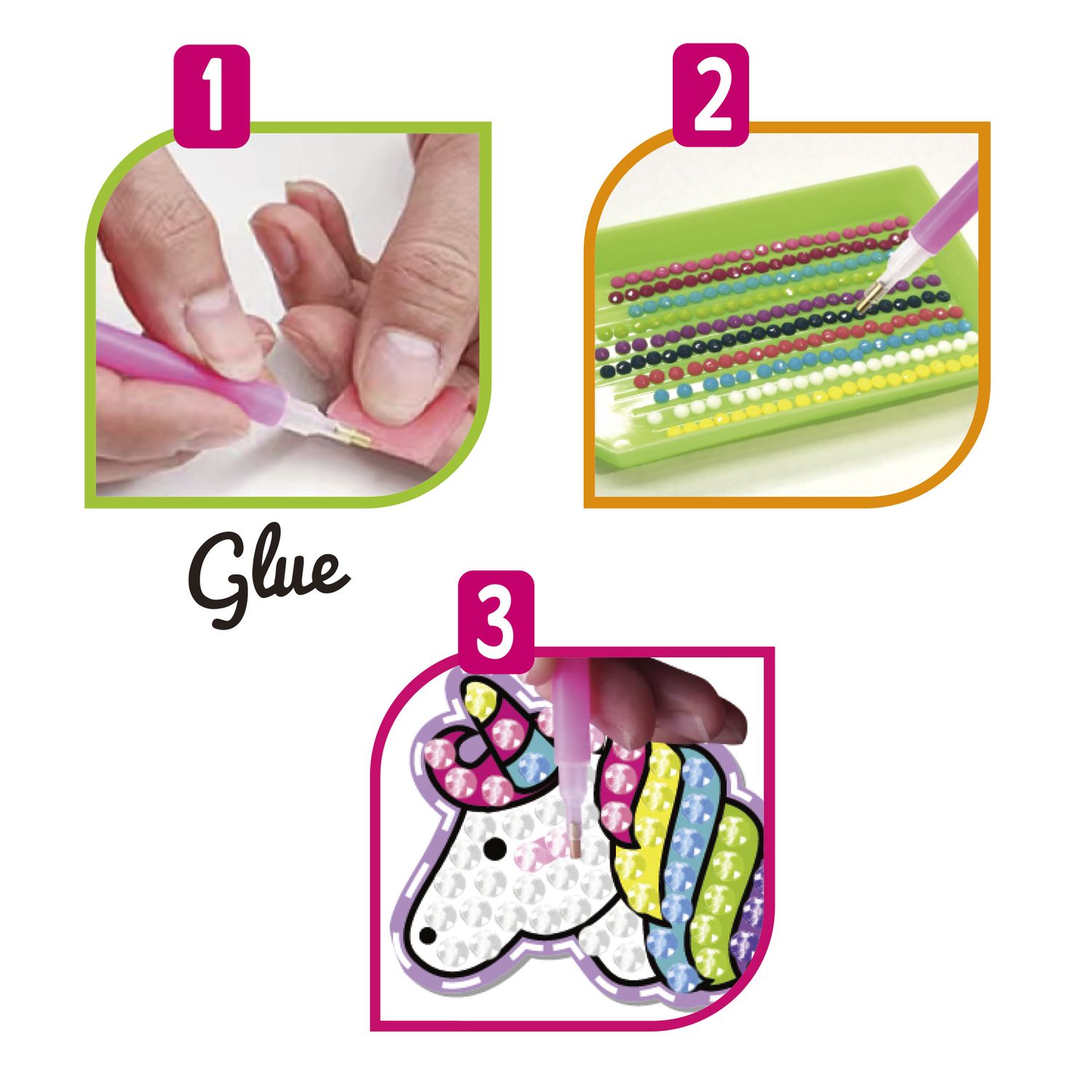 Crystal art portachiavi: set personalizzabile con unicorno e gemme colorate - crea mania - 