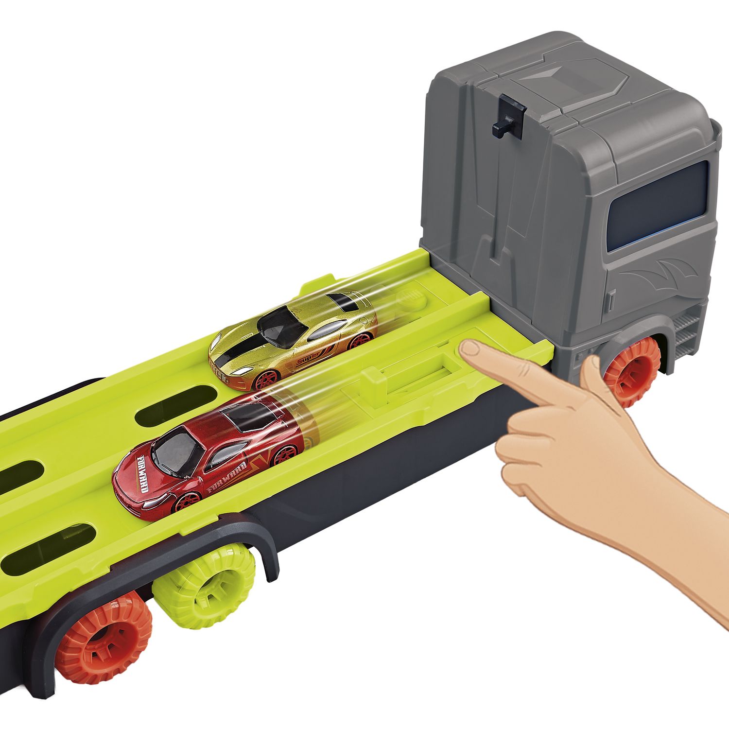 Camioncino porta macchinine 2 in 1 - pista race & go motor & co - 