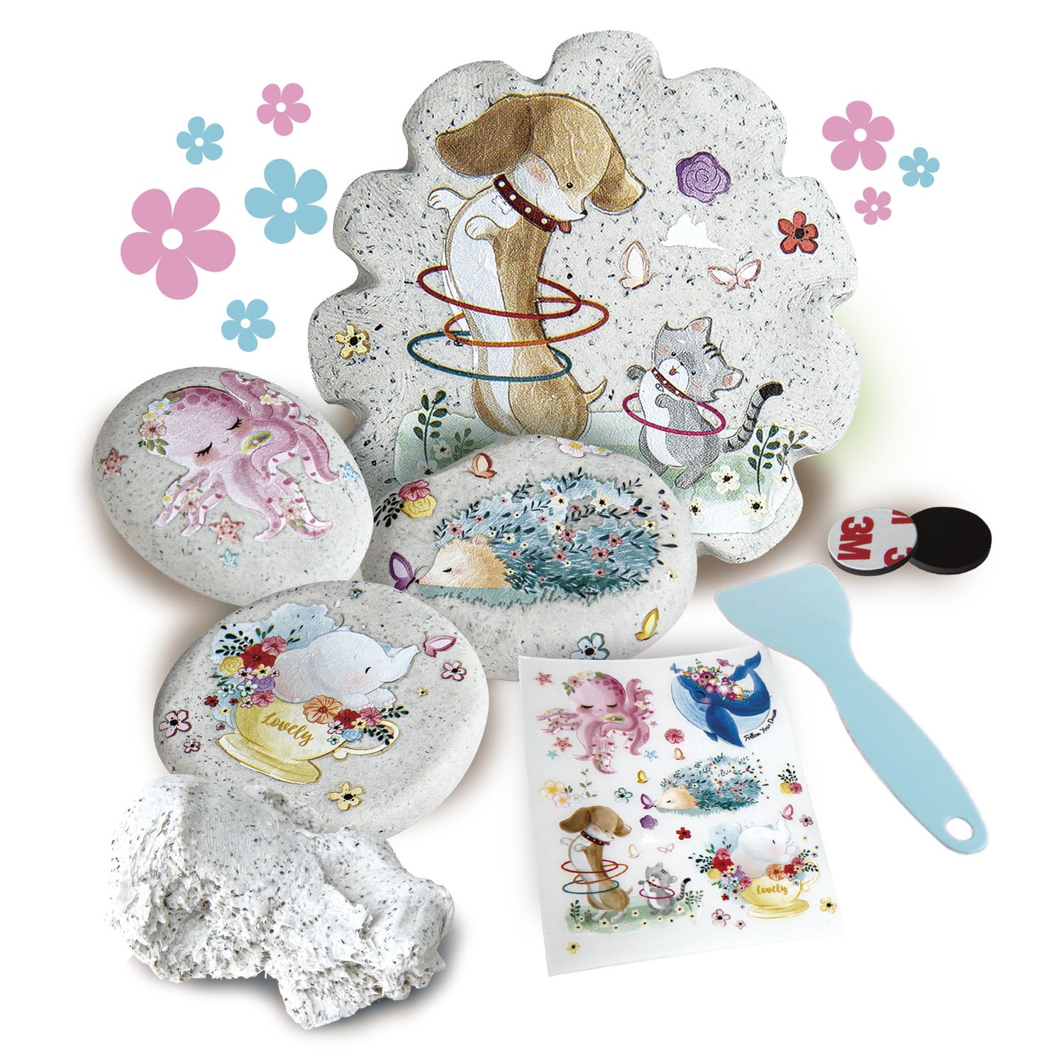 Rock dough - composto modellabile asciugatura veloce - include magneti e stickers - età 3+ - crea mania - CREA MANIA