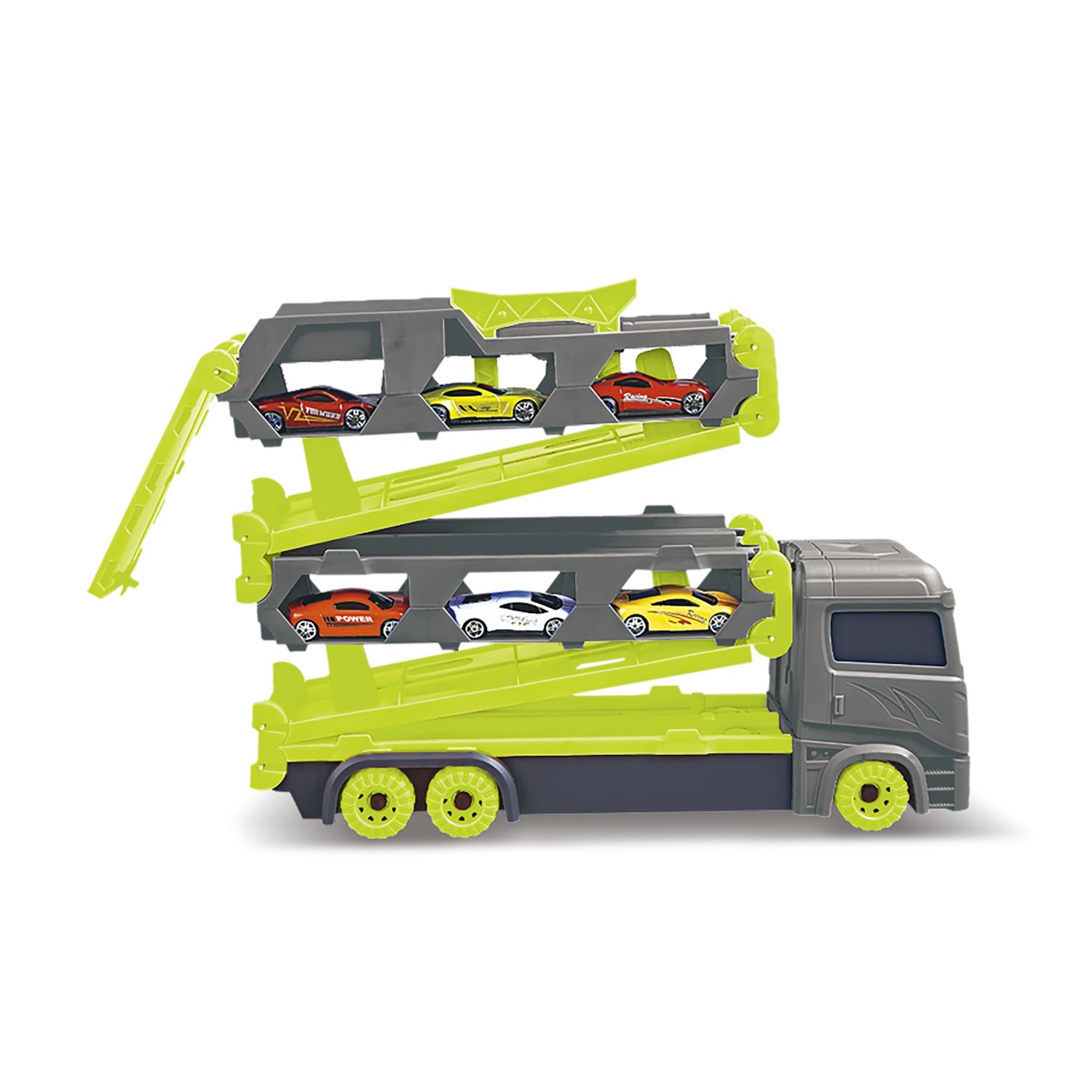 Camioncino porta macchinine 2 in 1 - pista race & go motor & co - 