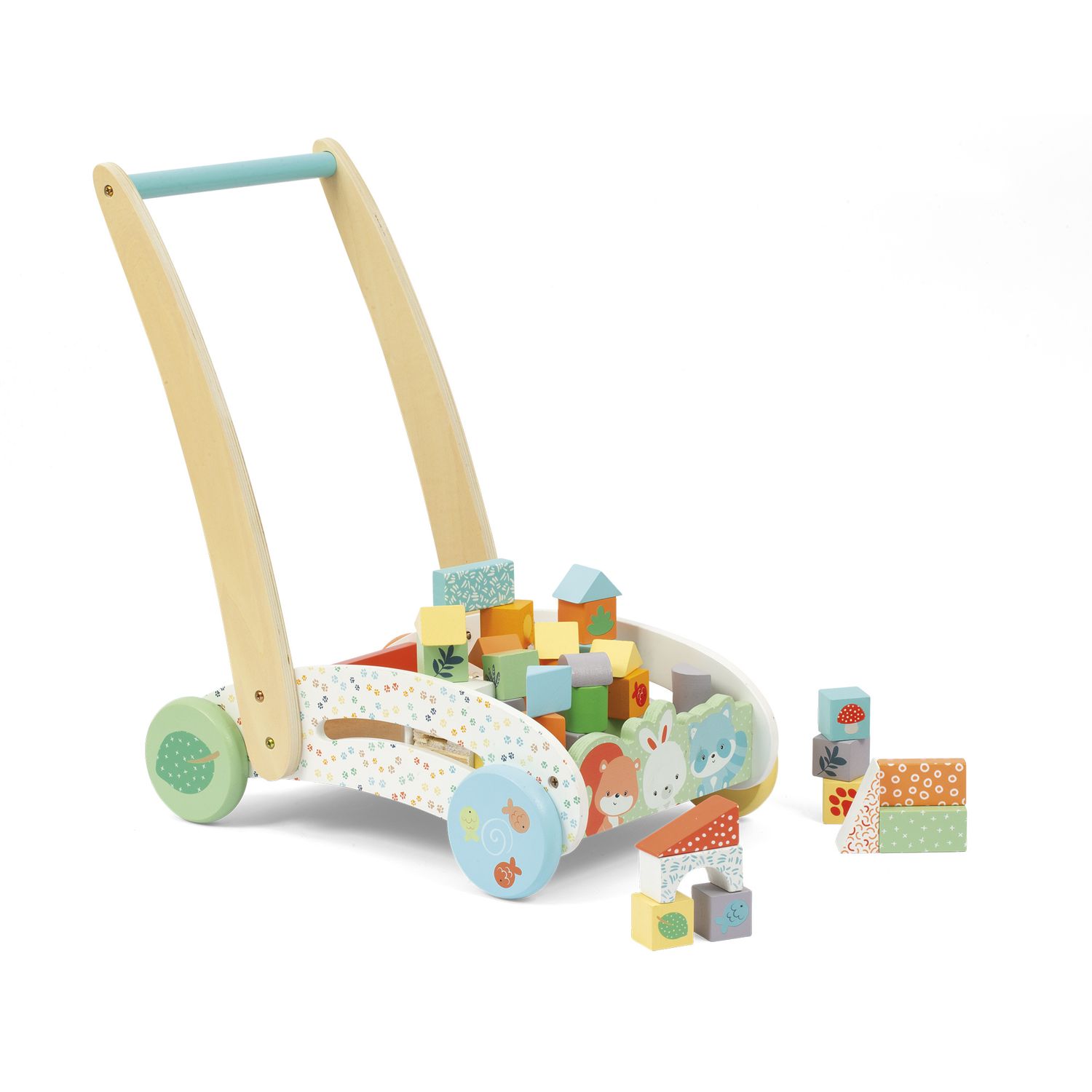 Carrellino primi passi con costruzioni in legno - wood "n" play - WOOD 'N' PLAY