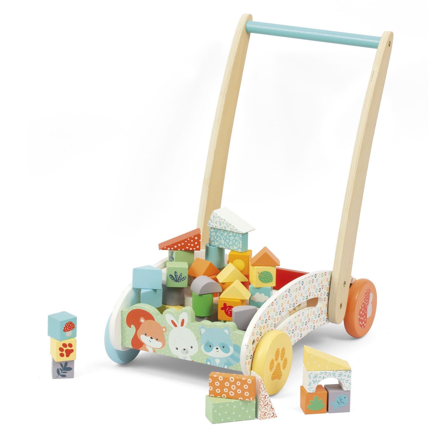Carrellino primi passi con costruzioni in legno - wood "n" play - WOOD 'N' PLAY