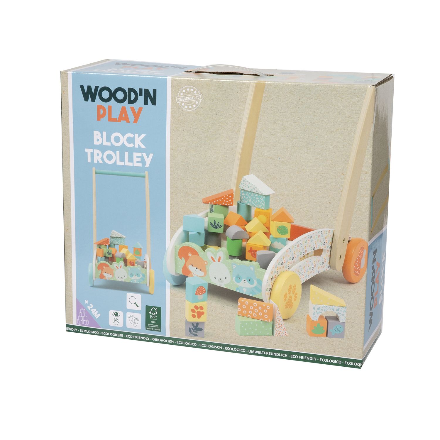 Carrellino primi passi con costruzioni in legno - wood "n" play - WOOD 'N' PLAY