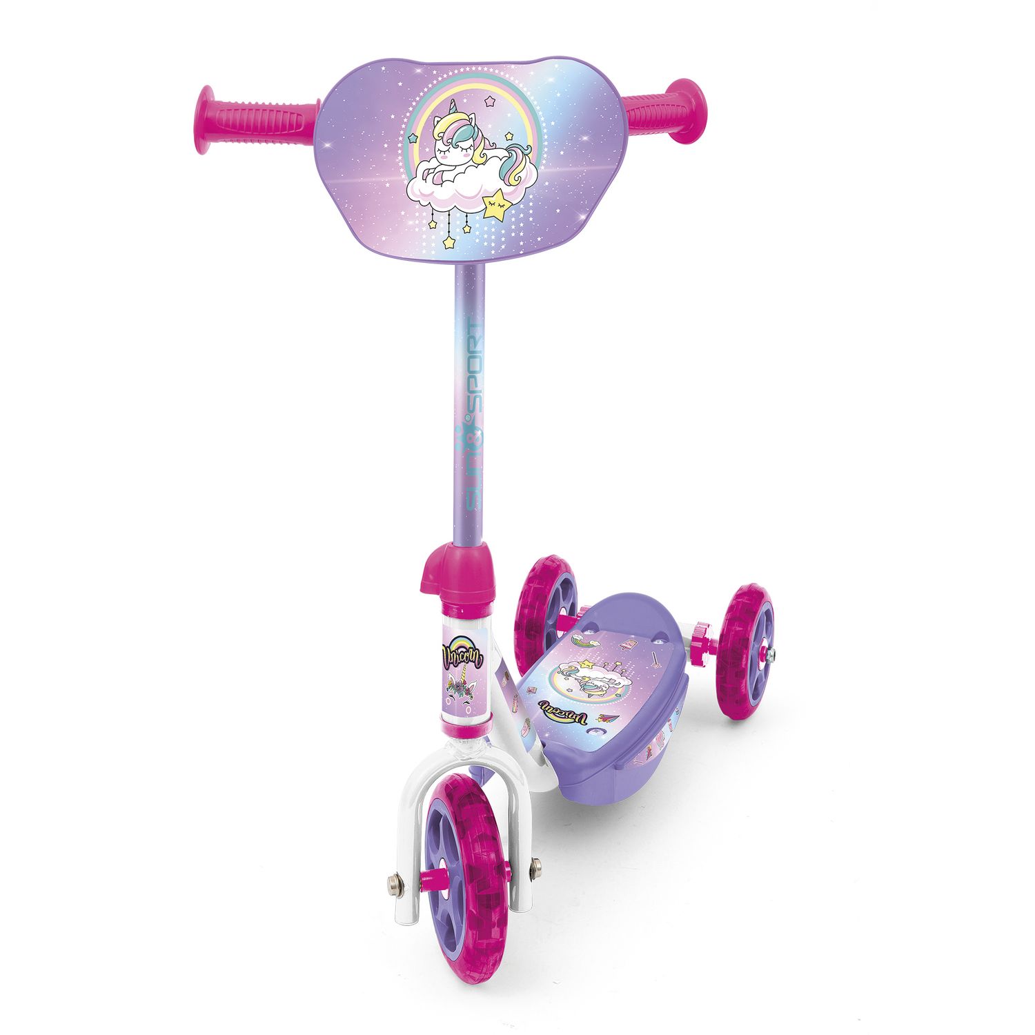 Monopattino 3 ruote per bambini da 2 a 4 anni con struttura in metallo e pedana antiscivolo |- 20 kg di capacità massima - rosa - SUN&SPORT