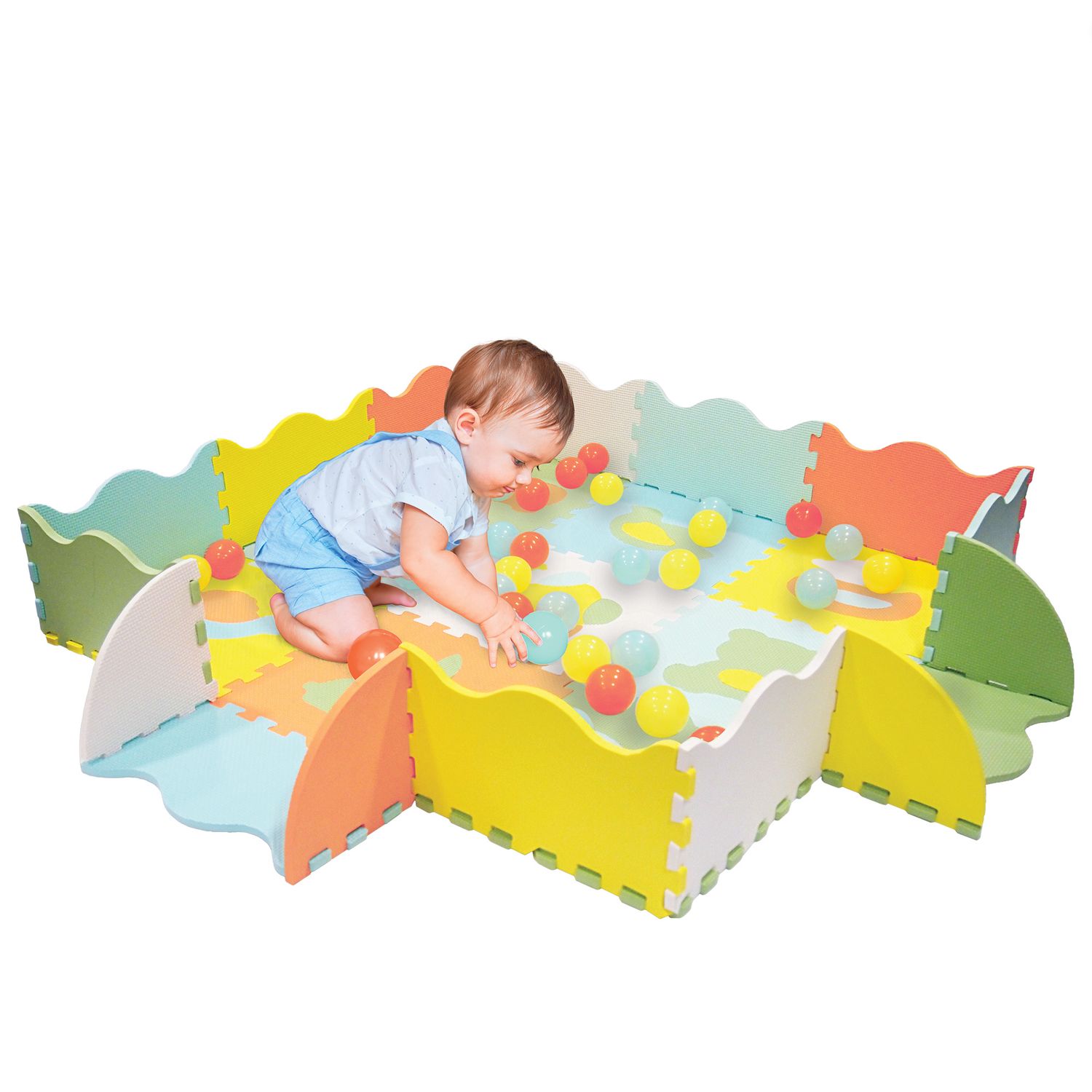 Tappeto puzzle activity con 50 palline, 9 pezzi, doppio utilizzo per area gioco - BABY SMILE, SUPERSTAR