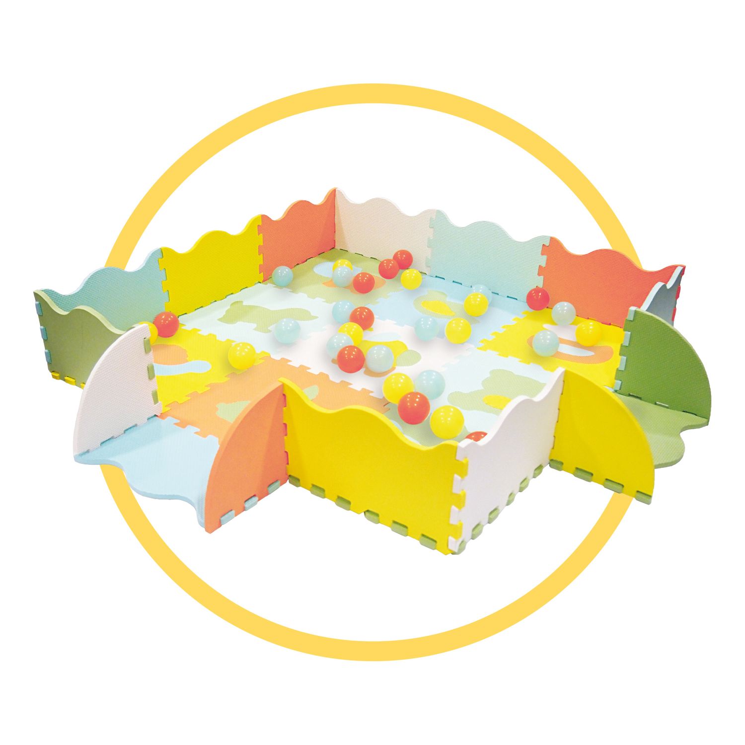 Tappeto puzzle activity con 50 palline, 9 pezzi, doppio utilizzo per area gioco - BABY SMILE, SUPERSTAR