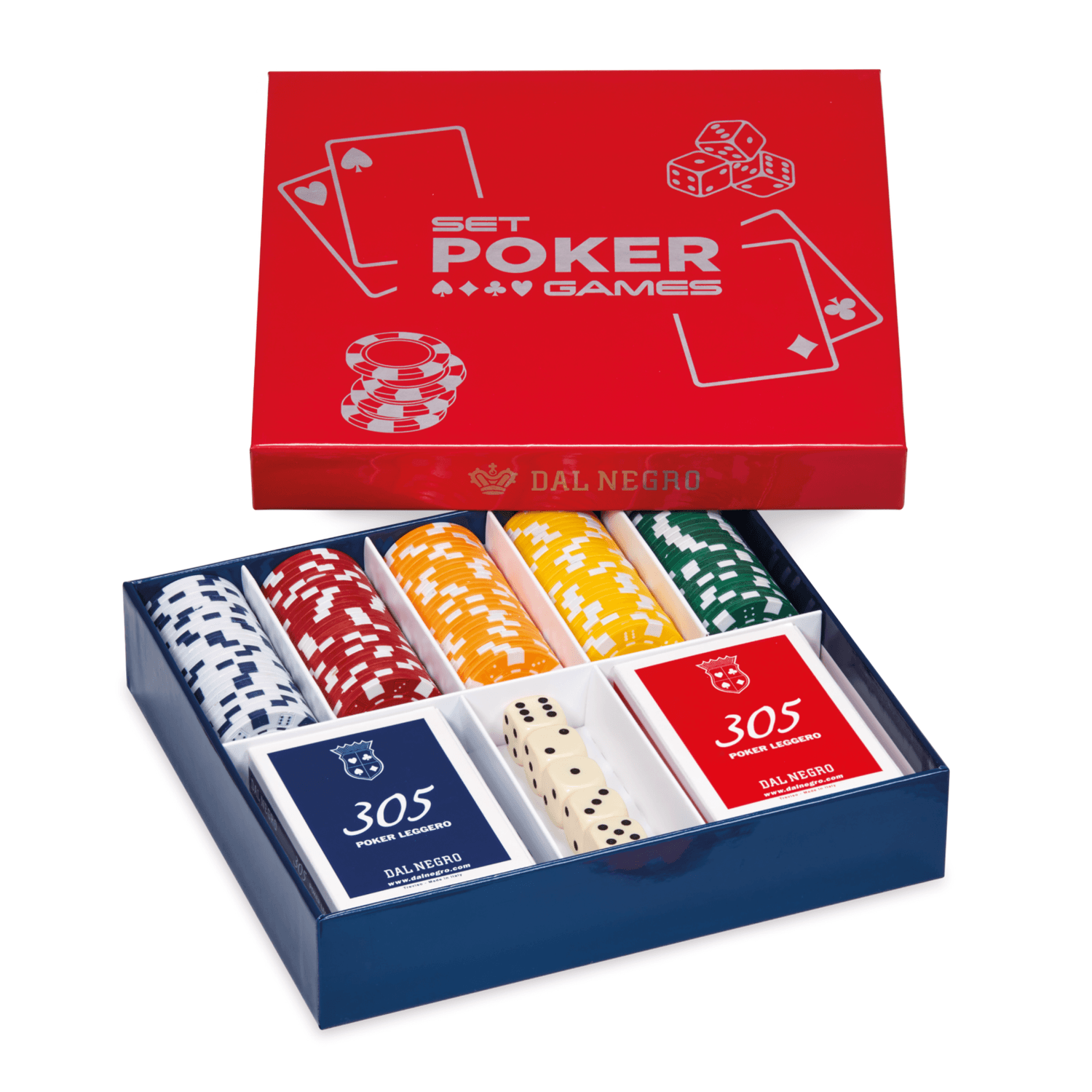 Set poker completo dal negro - 125 fiches, 2 mazzi di carte e 5 dadi inclusi - 