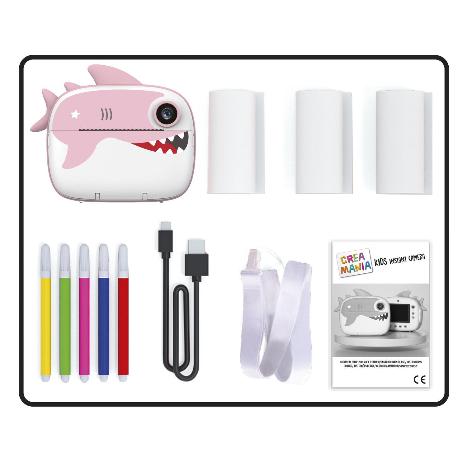 Fotocamera bambini instant kids camera - 6a+ assortita in rosa e blu -  crea mania - CREA MANIA