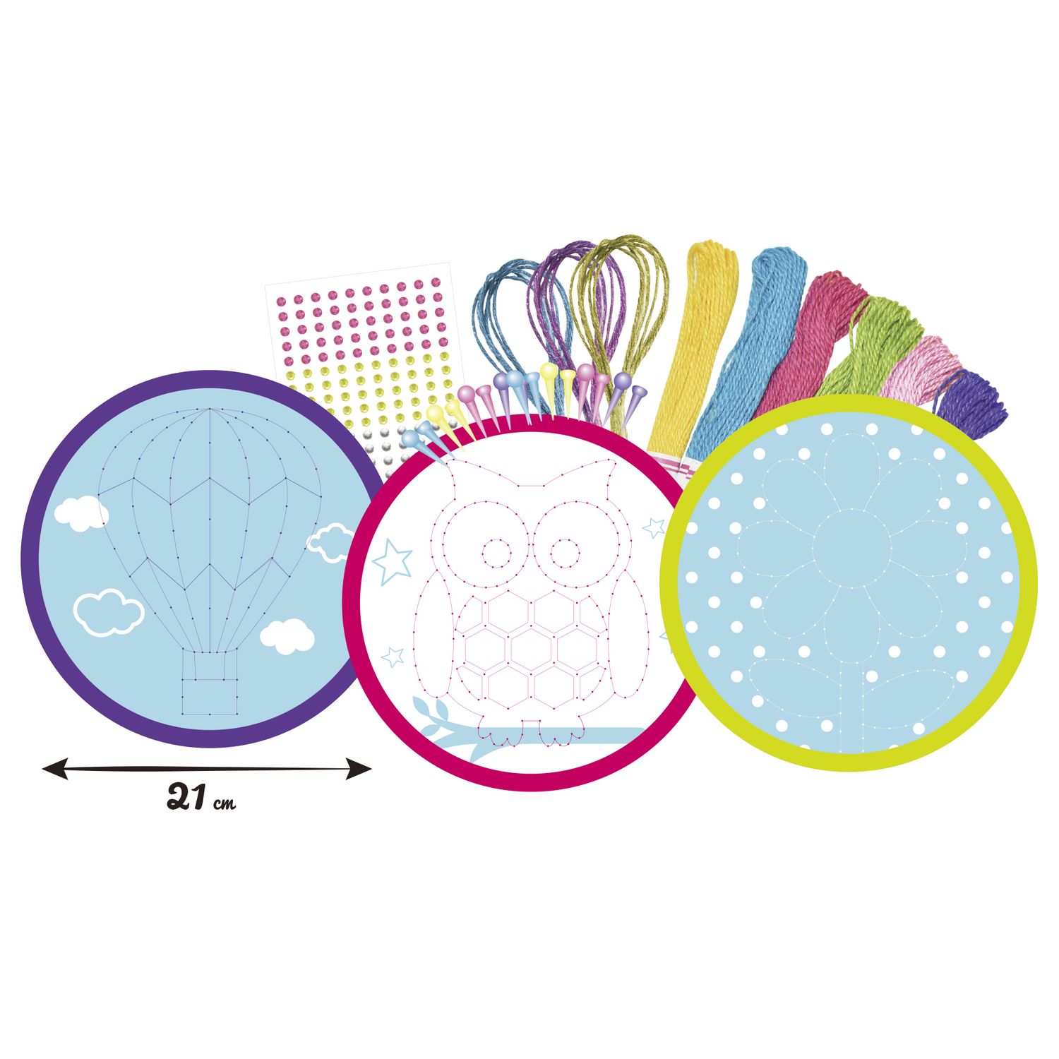 Kit string art - crea 3 disegni colorati - inclusi fili e chiodini - età 6+ - crea mania - CREA MANIA