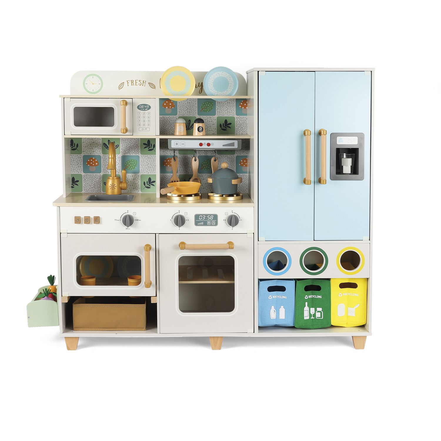 Cucina in legno completa con lavello, forno e frigorifero - impara e divertiti con wood "n" play - WOOD 'N' PLAY