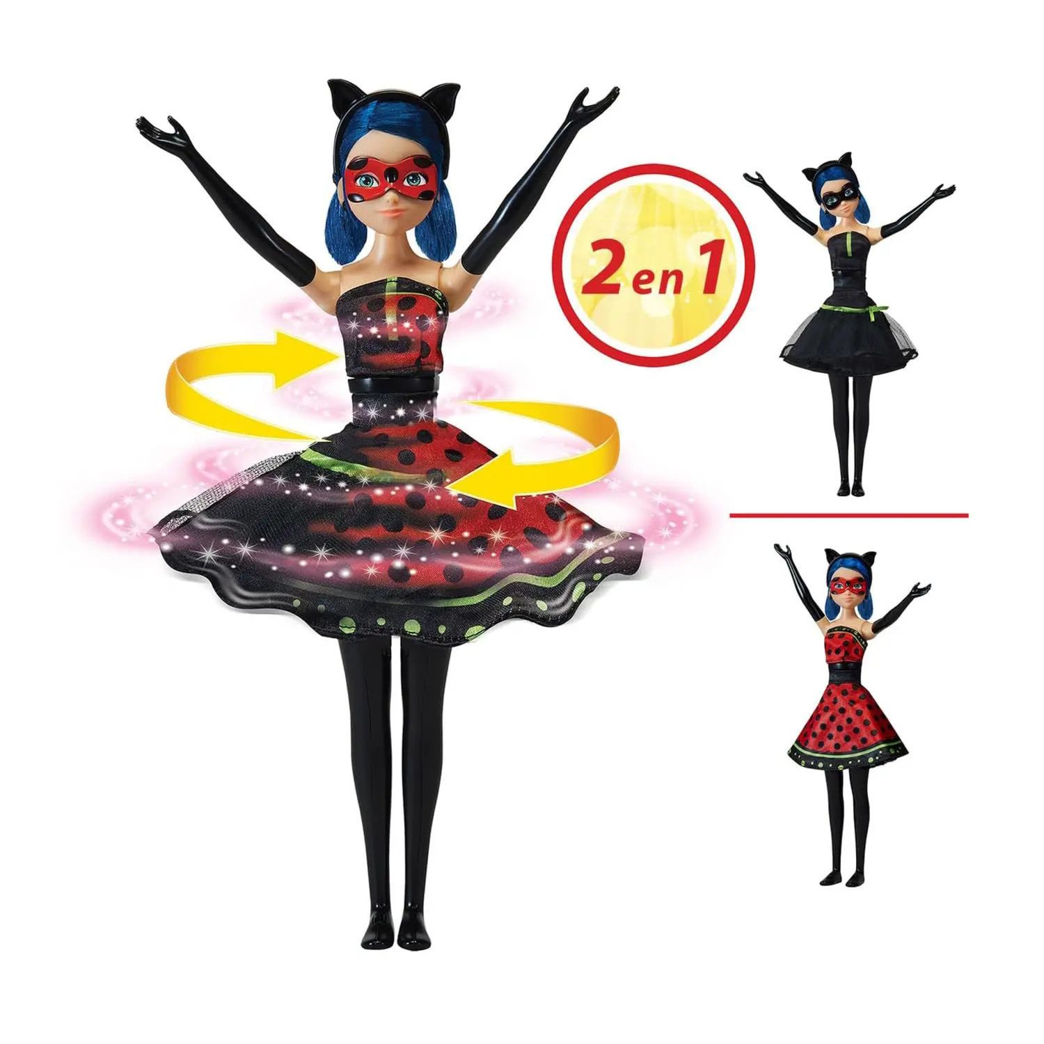 Miraculous bambola ladybug trasformazione 2 in 1 - lady noire e bugnoire - +3 anni - MIRACOLOUS, BANDAI
