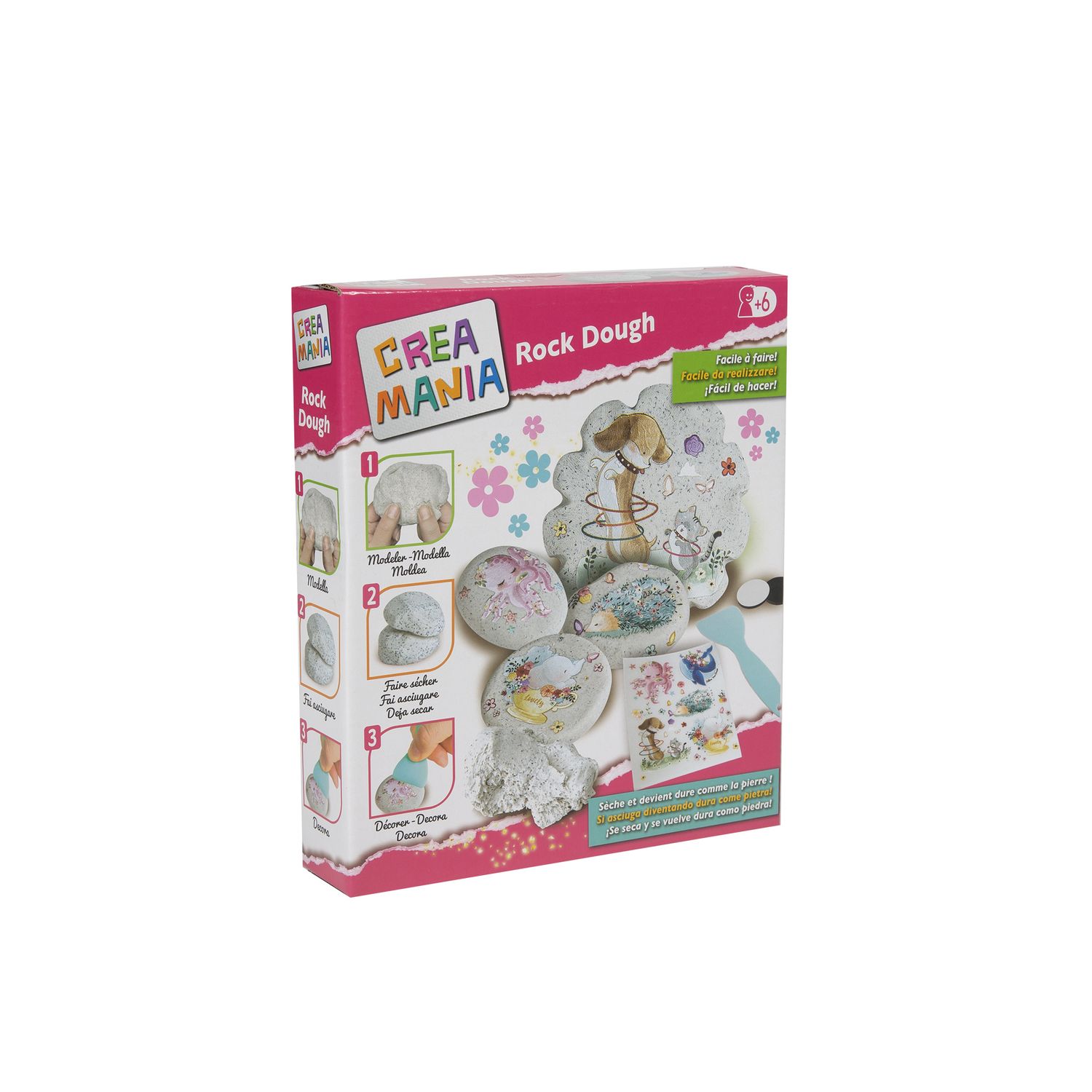 Rock dough - composto modellabile asciugatura veloce - include magneti e stickers - età 3+ - crea mania - CREA MANIA