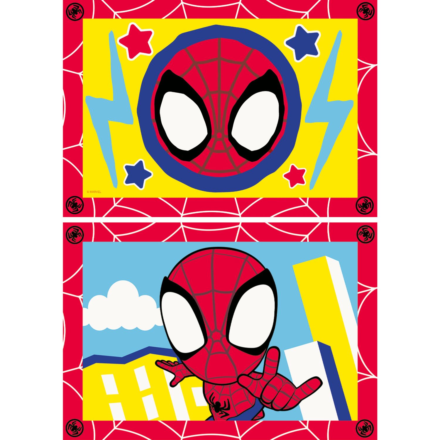 Creart serie junior, spidey, kit dipingere con i numeri, contiene 2 tavole prestampate, pennello, co - ravensburger - CREART