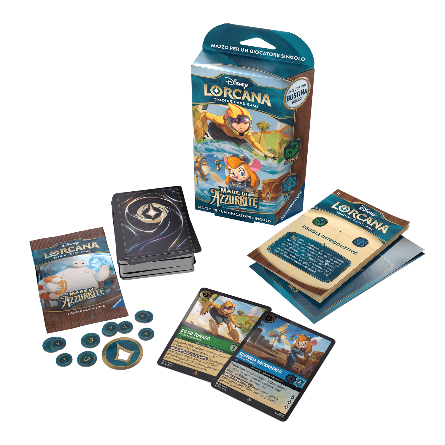 Disney lorcana – mare di azzurrite – mazzo base smeraldo e zaffiro – 8+ anni - Lorcana