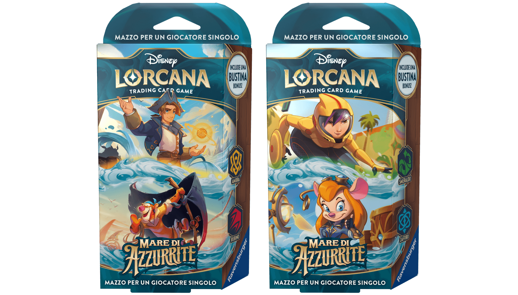 Disney lorcana – mare di azzurrite – mazzo base smeraldo e zaffiro – 8+ anni - Lorcana