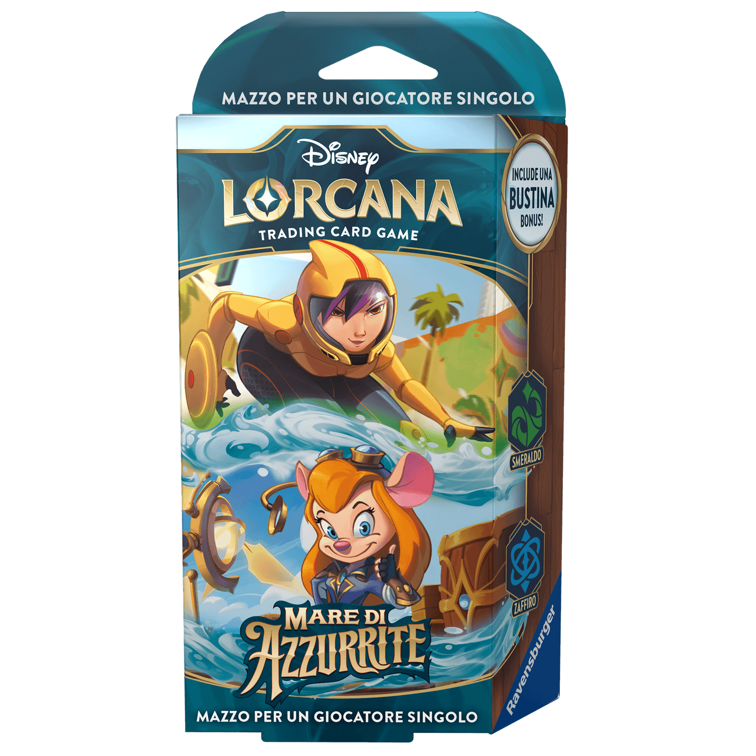 Disney lorcana – mare di azzurrite – mazzo base smeraldo e zaffiro – 8+ anni - Lorcana