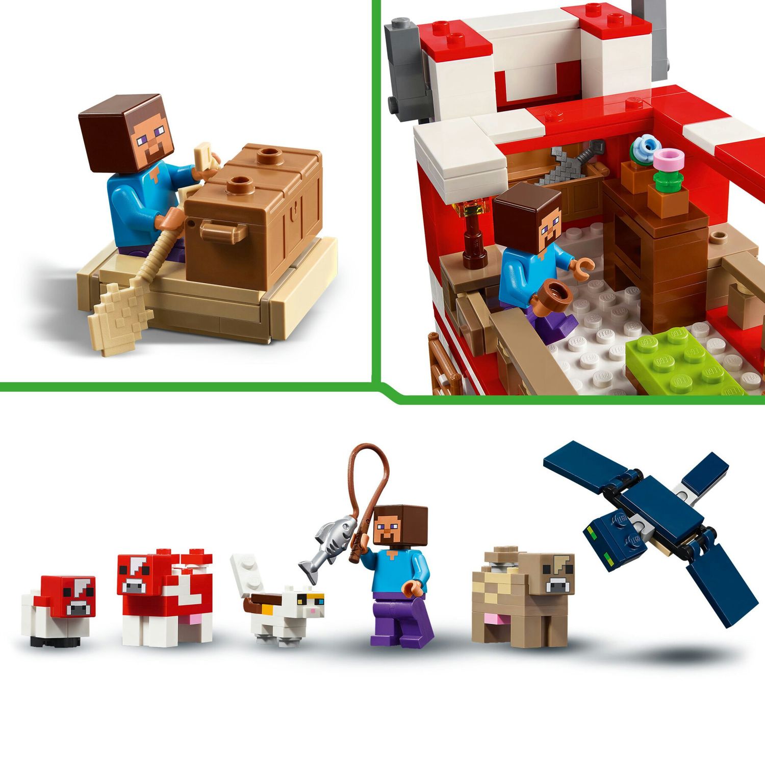 Lego minecreaft 21270 la casa del mooshroom, giochi di ruolo bambini 8+ con personaggi, animali giocattolo, mob e accessori - MINECRAFT, Lego