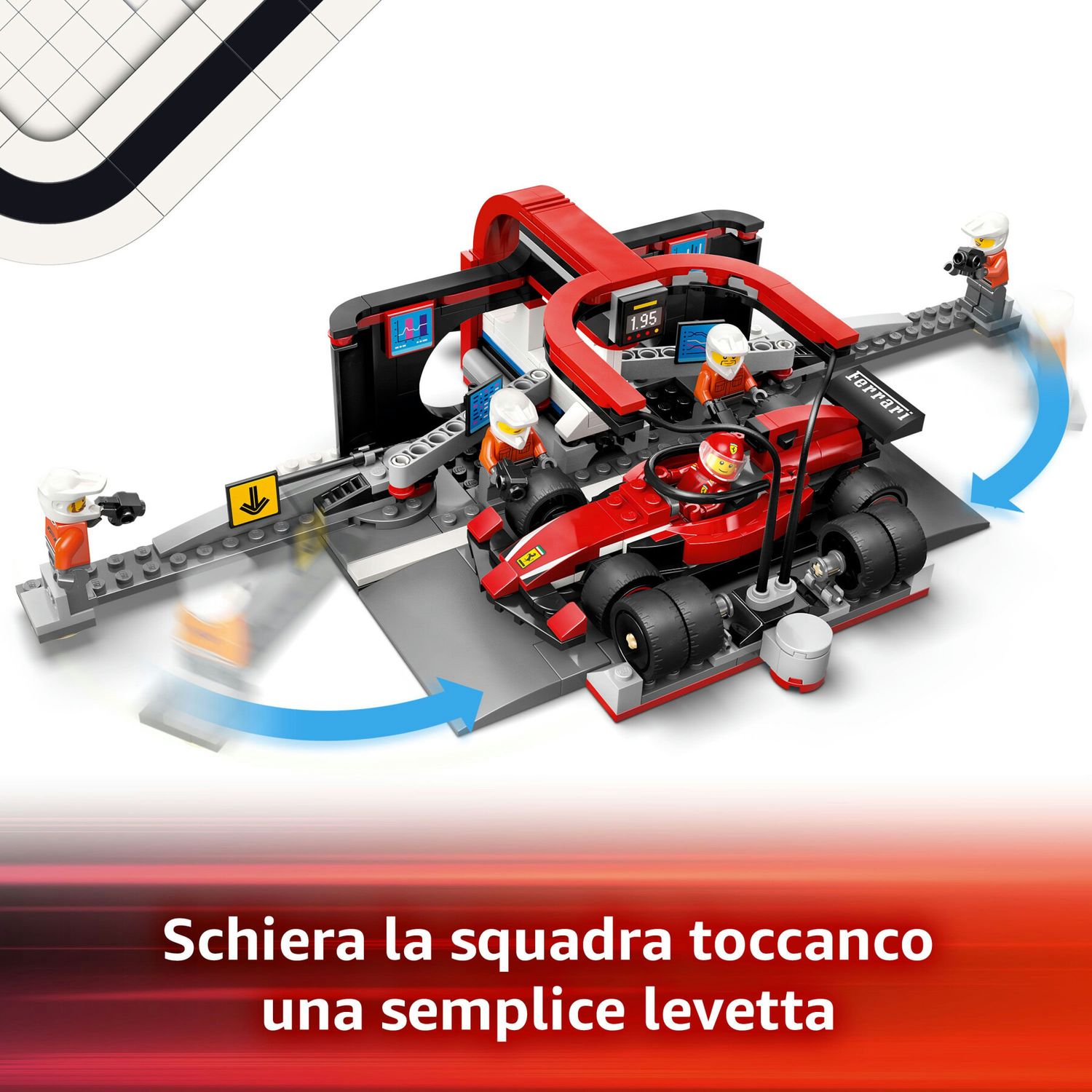 Lego city 60443 pit stop e meccanici con monoposto ferrari f1 - officina, macchina giocattolo e accessori, giochi bambini 6+ - LEGO CITY, Lego