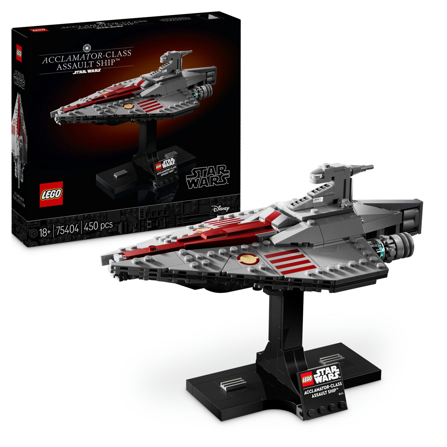 Lego star wars 75404 nave d'assalto classe acclamator, astronave da collezione con supporto, regalo per adulti, uomo e donna - LEGO® Star Wars™, Lego, Star Wars