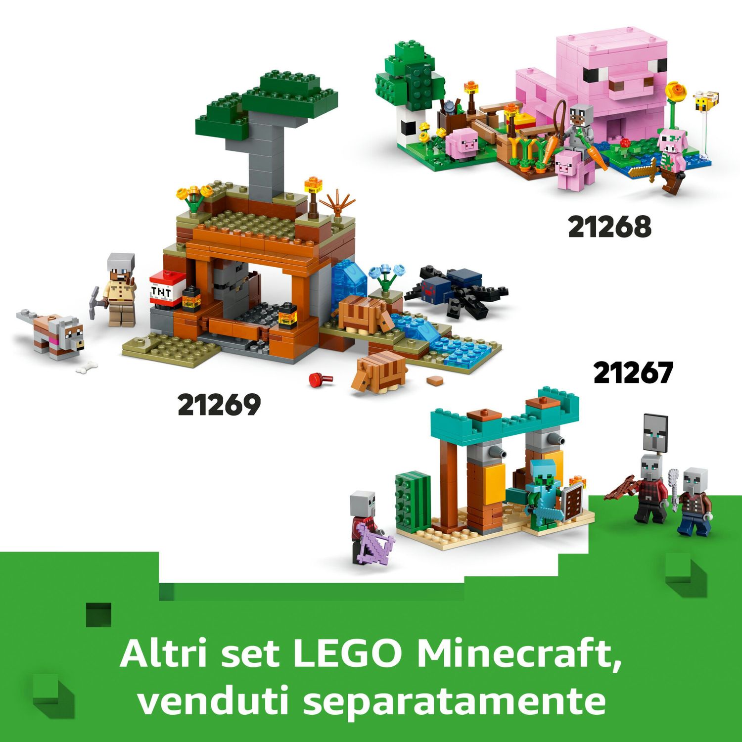 Lego minecraft 21269 spedizione nella miniera dell’armadillo, gioco per bambini 8+ con personaggi, armi giocattolo e funzioni - MINECRAFT, Lego