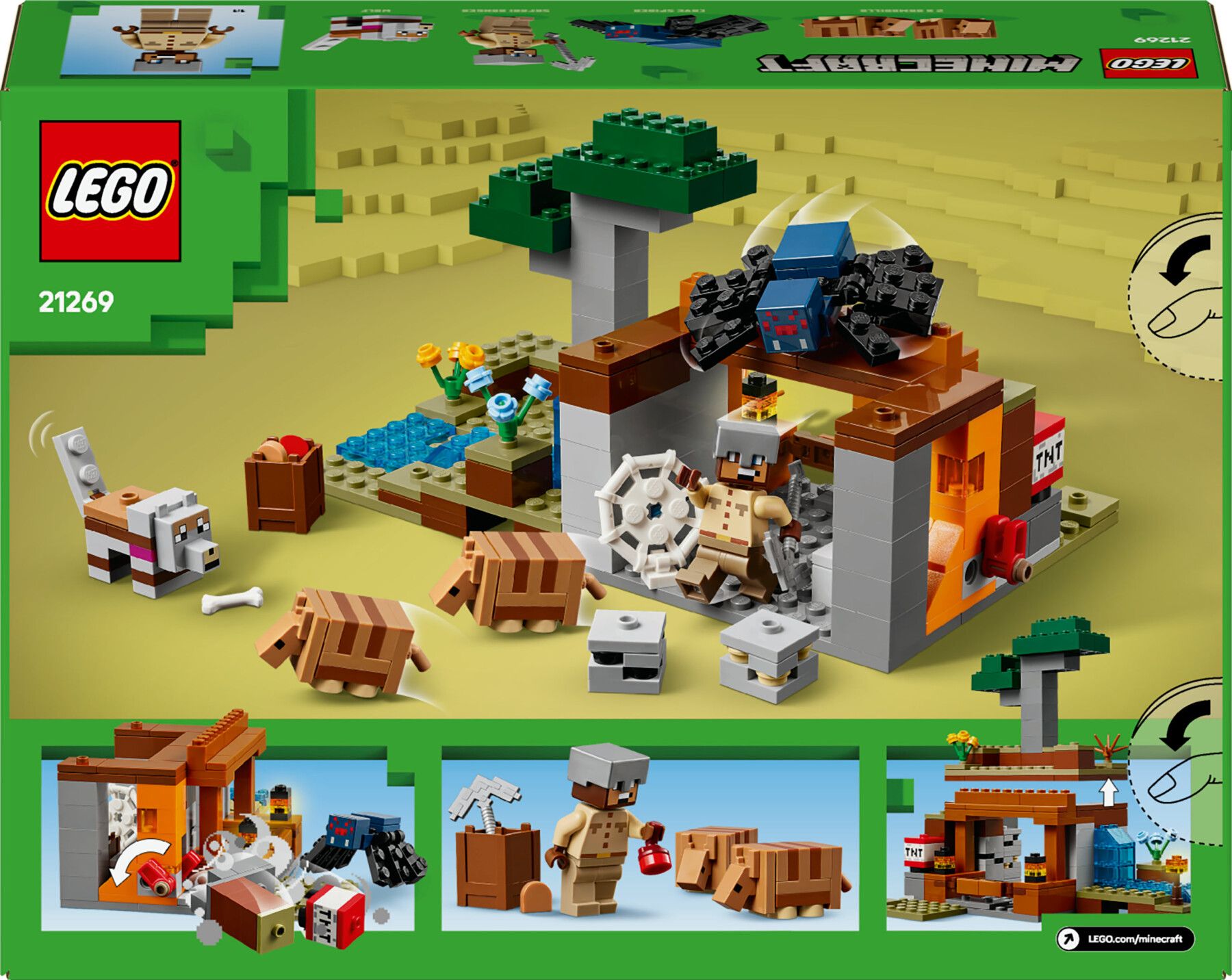 Lego minecraft 21269 spedizione nella miniera dell’armadillo, gioco per bambini 8+ con personaggi, armi giocattolo e funzioni - MINECRAFT, Lego