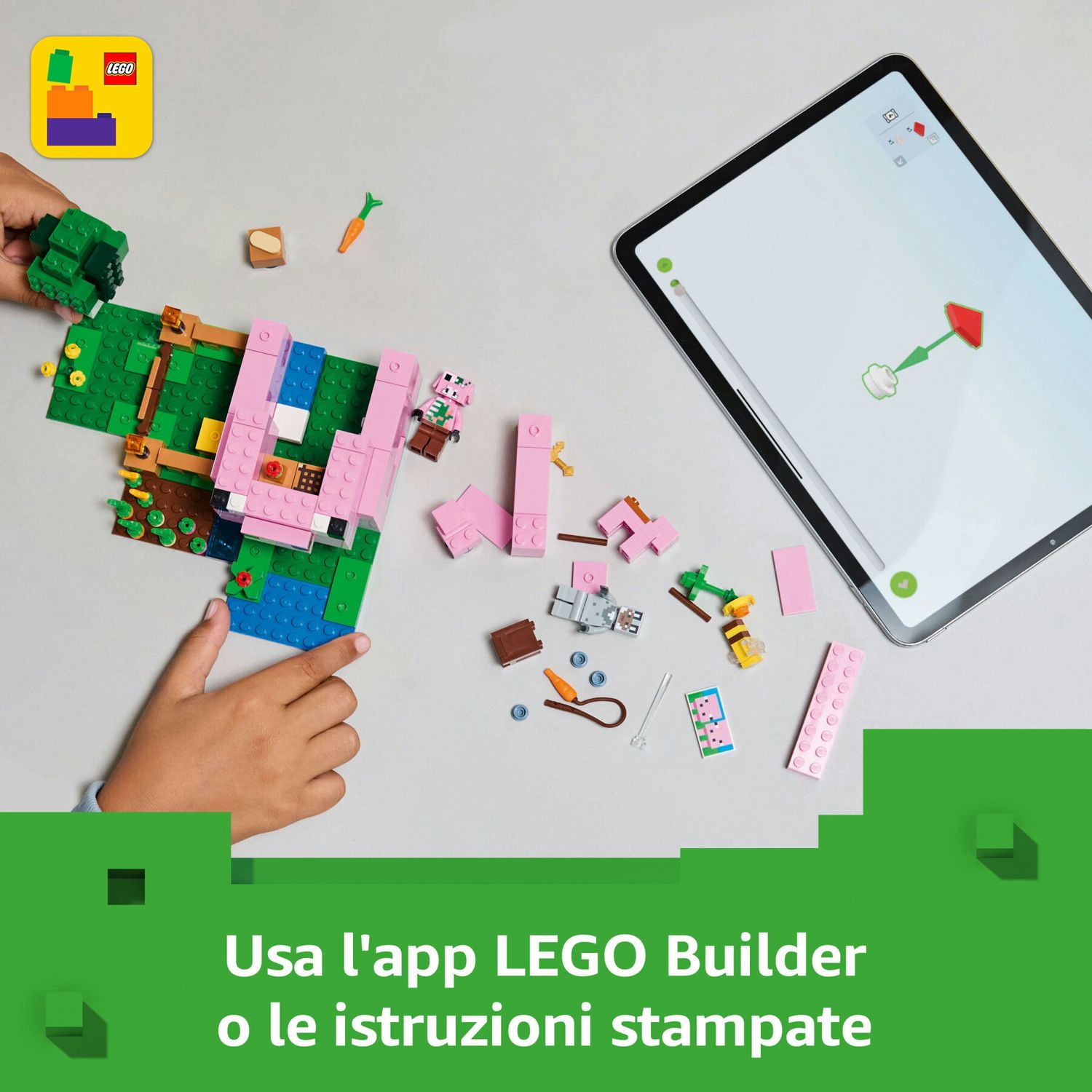 Lego minecraft 21268 la casa del maialino, gioco di ruolo bambini 7+ con personaggi, animali giocattolo e fattoria da costruire - MINECRAFT, Lego