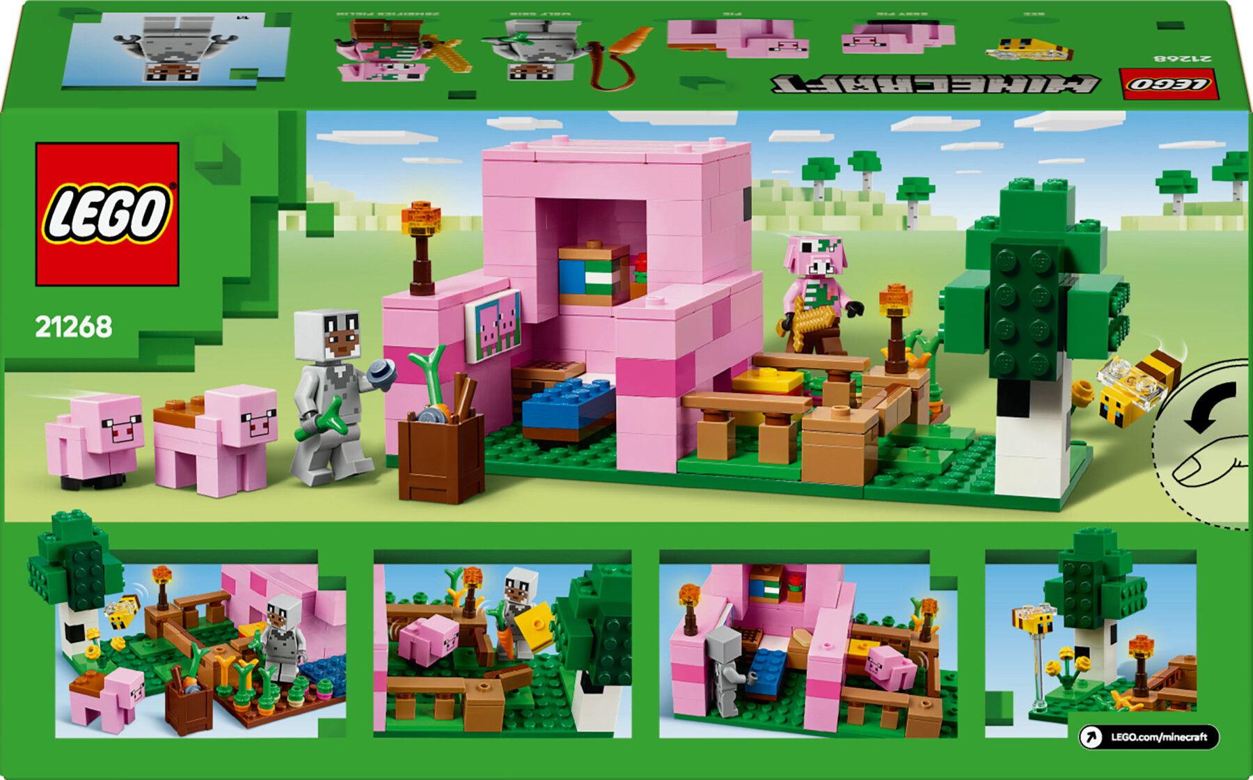 Lego minecraft 21268 la casa del maialino, gioco di ruolo bambini 7+ con personaggi, animali giocattolo e fattoria da costruire - MINECRAFT, Lego