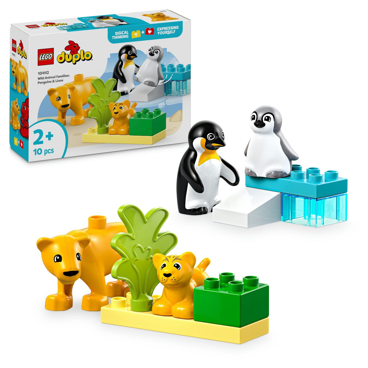 Lego duplo 10442 famiglie di animali: pinguini e leoni, giochi di fantasia educativi per bambini 2+, giocattolo creativo - LEGO DUPLO, Lego